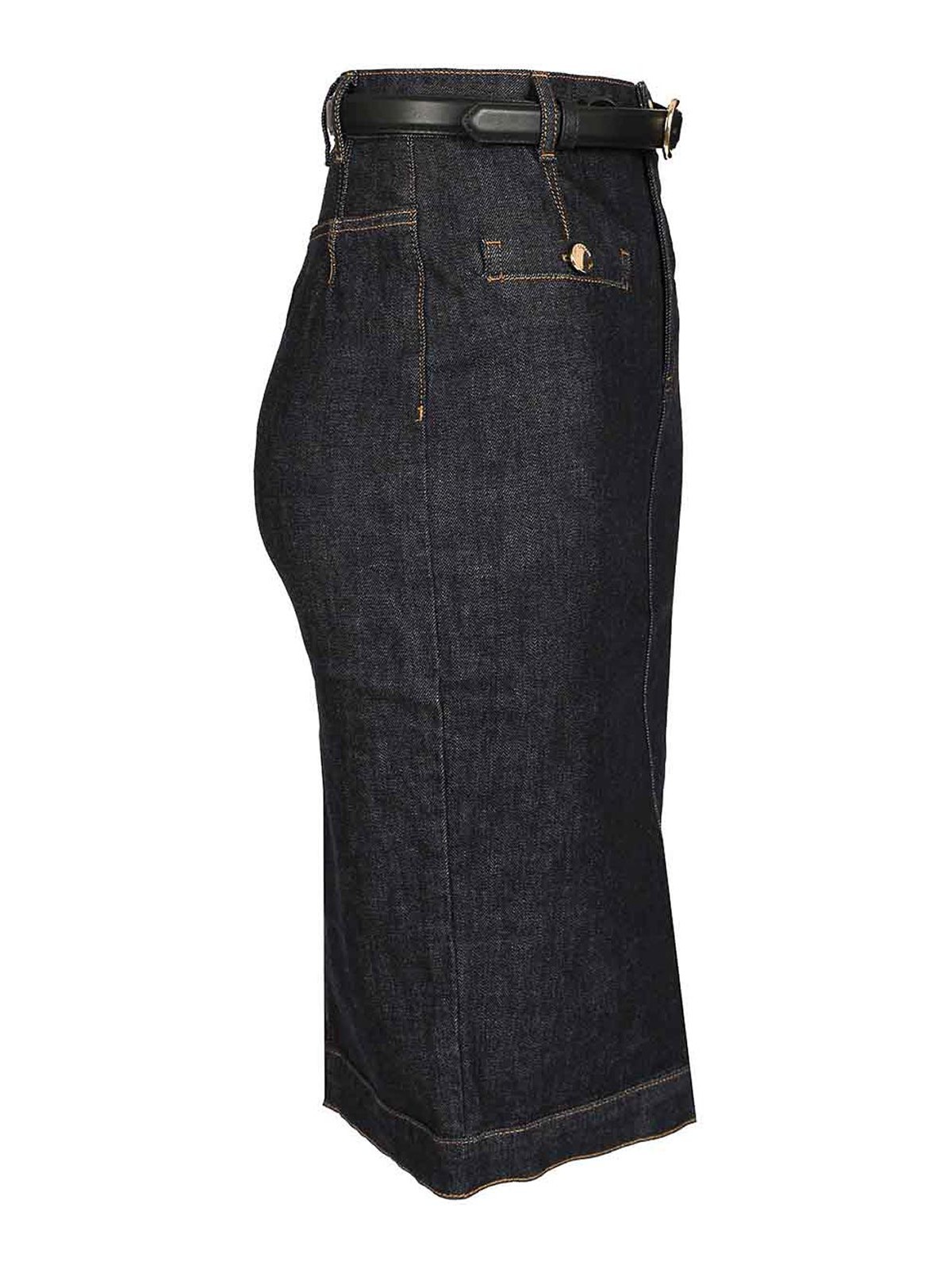 Self-portrait Denim Midi Skirt In Blue