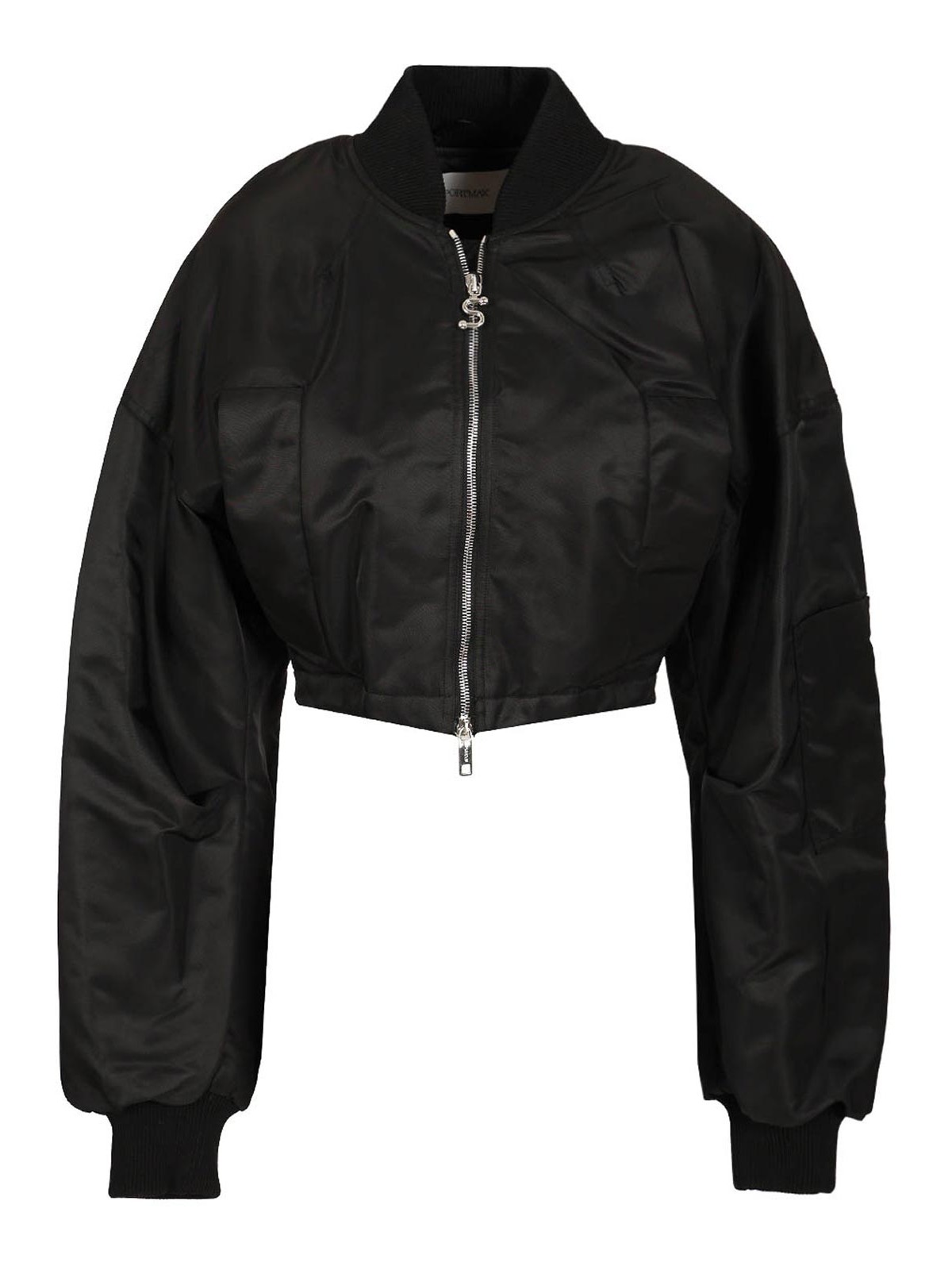 Sportmax Water-repellent Twill Bomber Jacket In Black