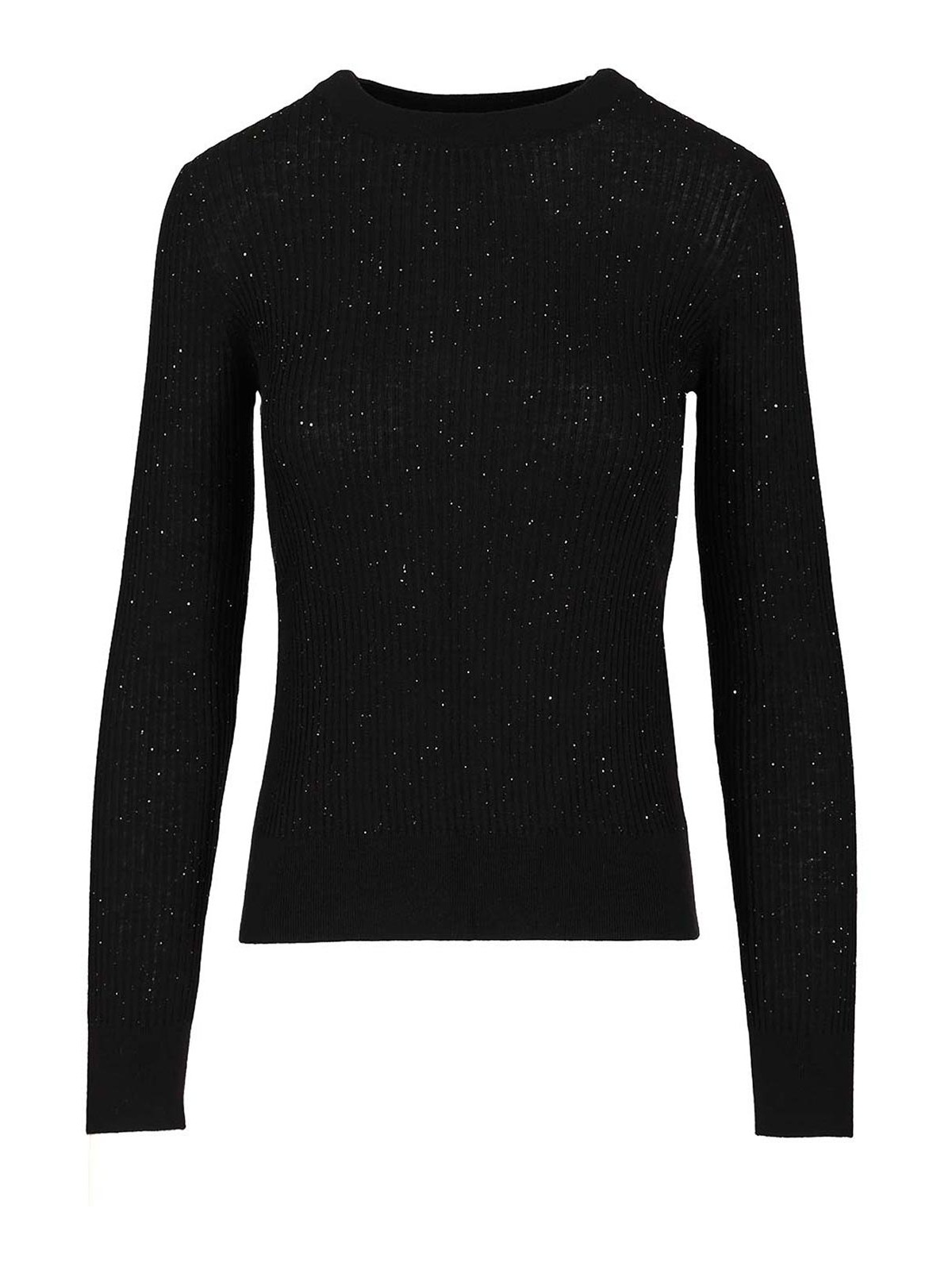 Max Mara Wool And Silk Sequin Sweater In Black