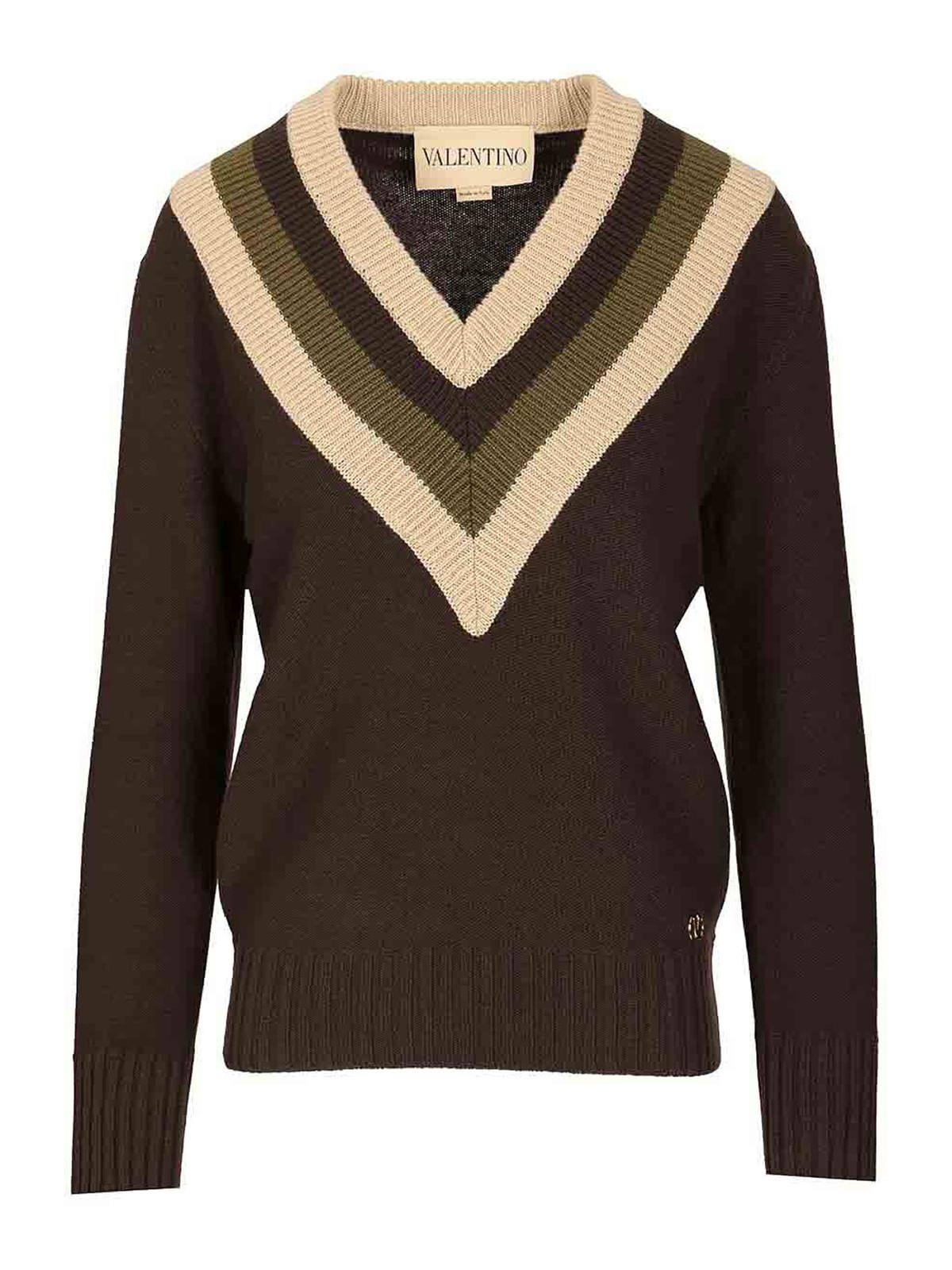 Valentino Wool And Cashmere Sweater In Brown