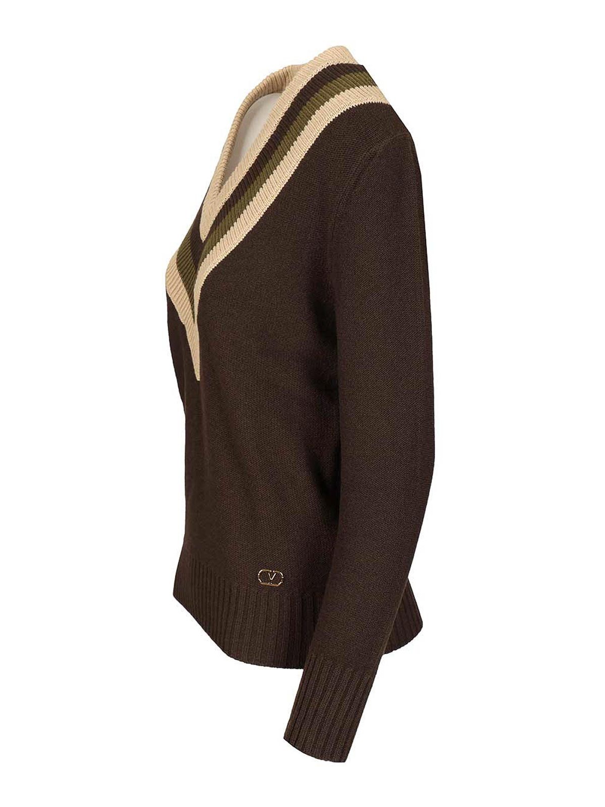 Valentino Wool And Cashmere Sweater In Brown