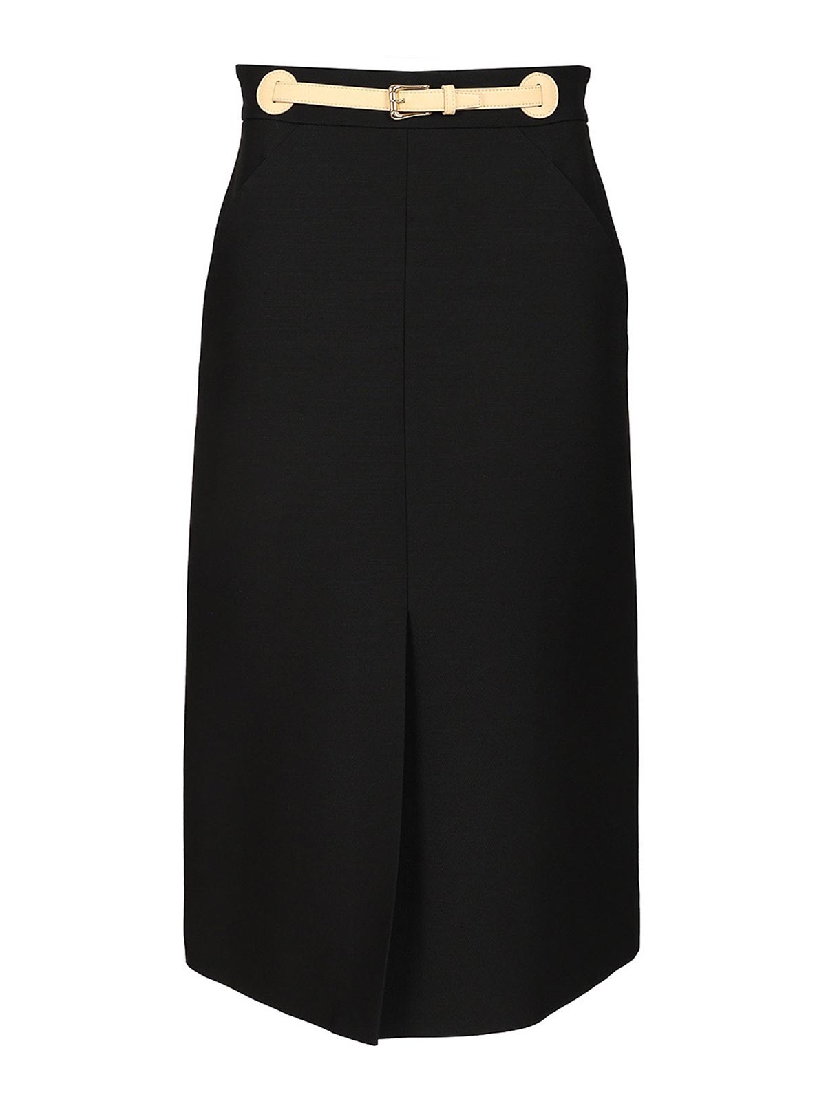 Valentino Wool And Silk Midi Skirt In Black