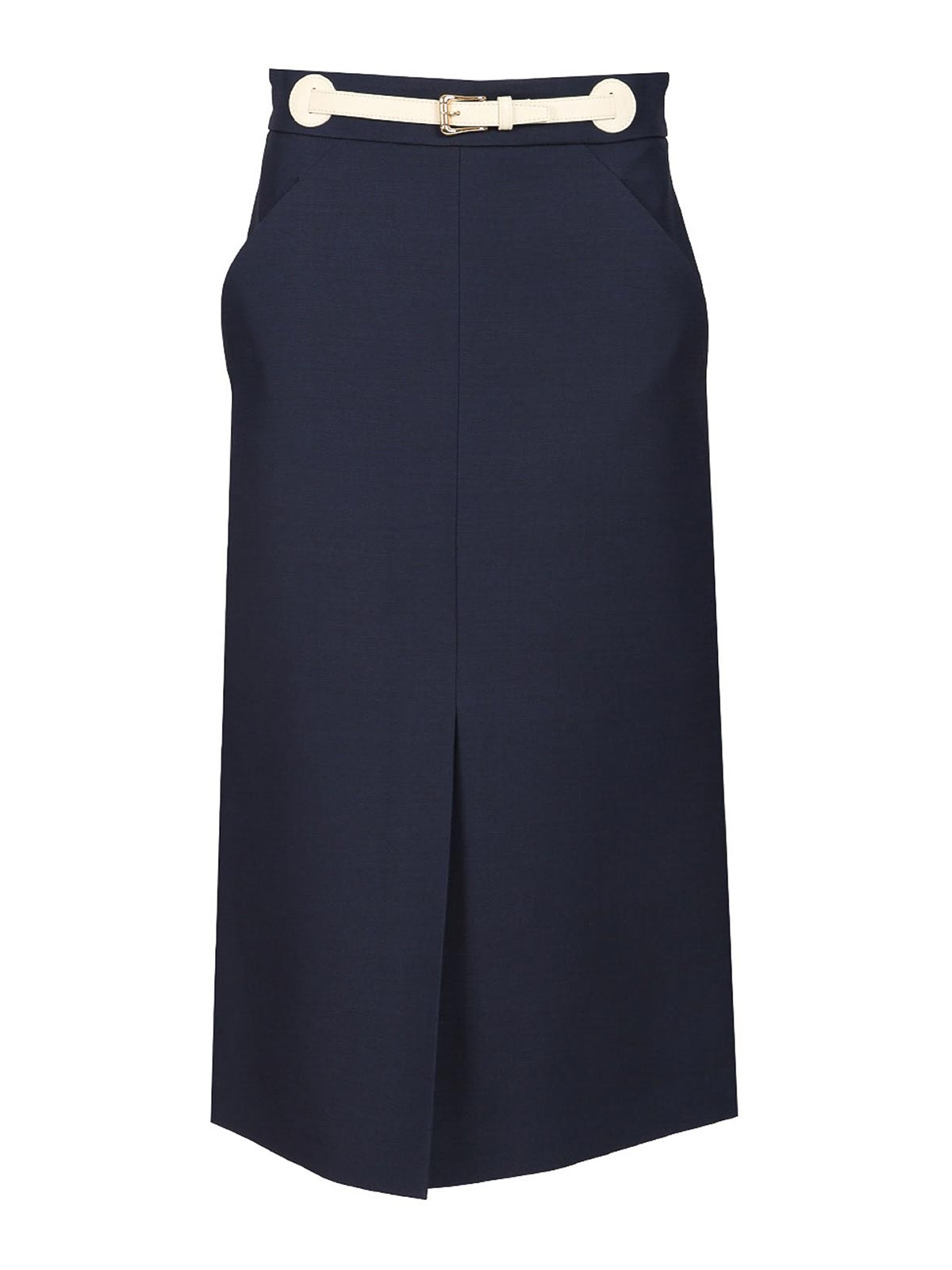 Valentino Wool And Silk Midi Skirt In Blue