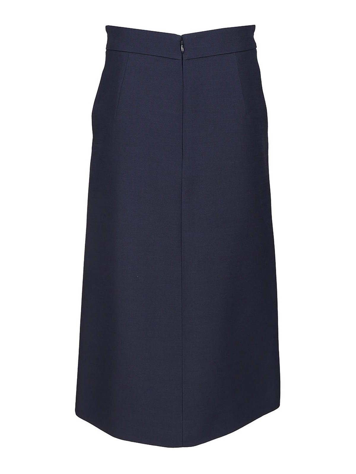 Valentino Wool And Silk Midi Skirt In Blue