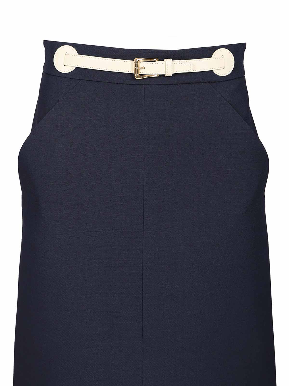 Valentino Wool And Silk Midi Skirt In Blue