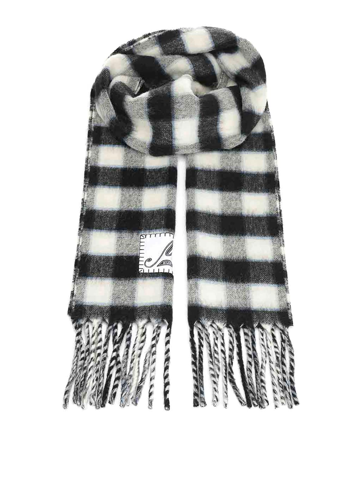 Marni Double-face Wool Scarf In Gray