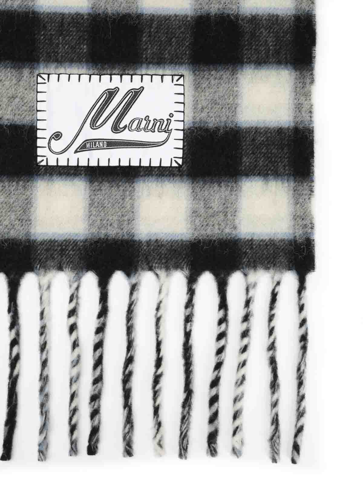 Marni Double-face Wool Scarf In Gray