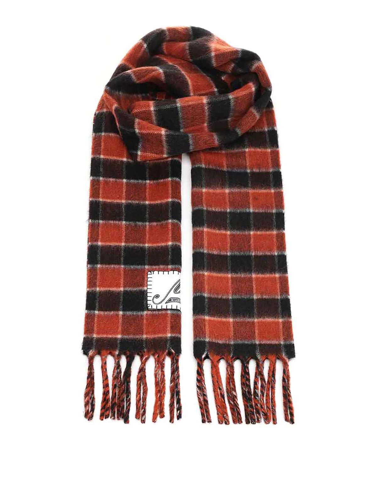 Marni Double-face Wool Scarf In Orange