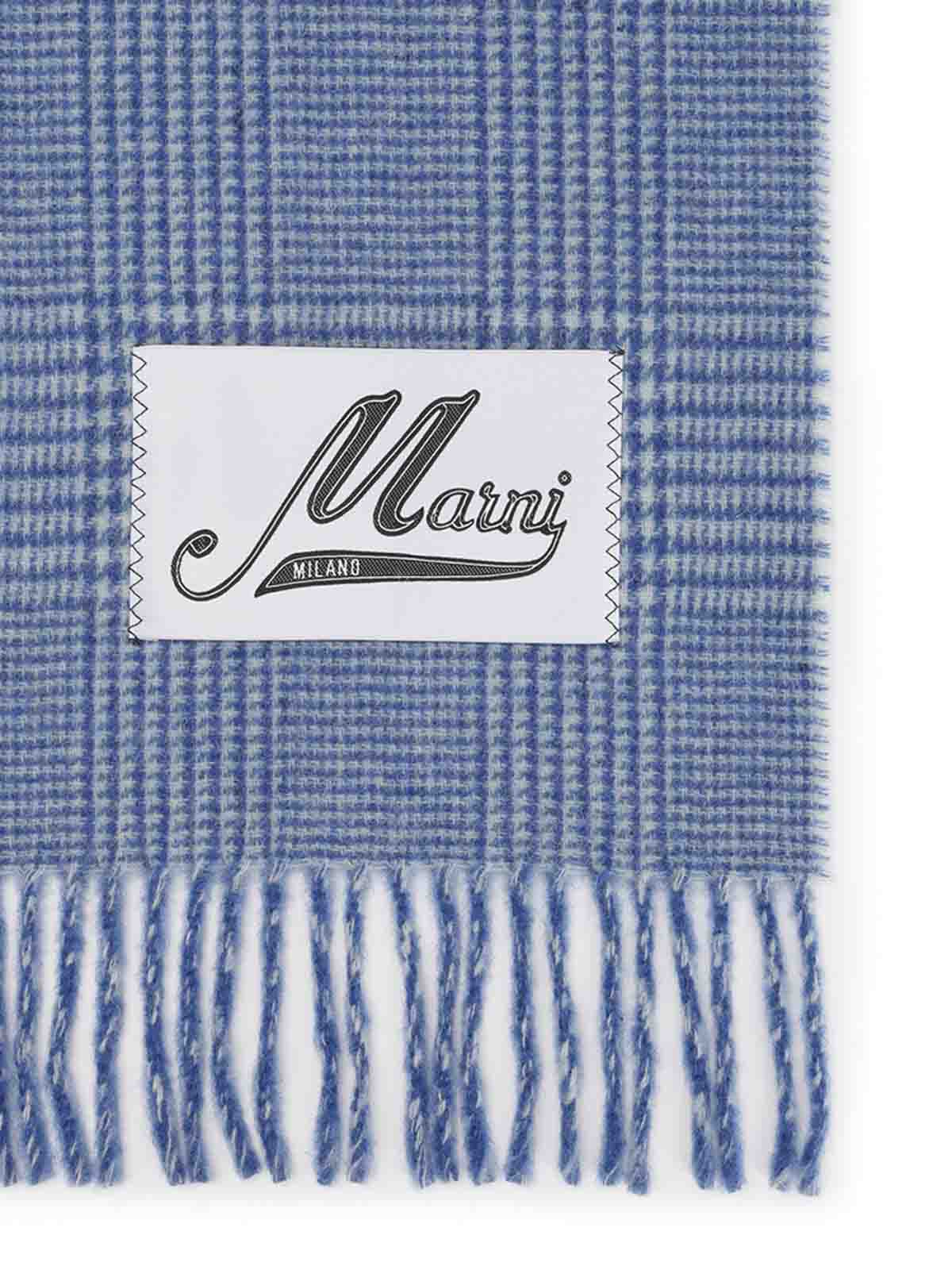 Marni Double-face Wool Scarf In Blue