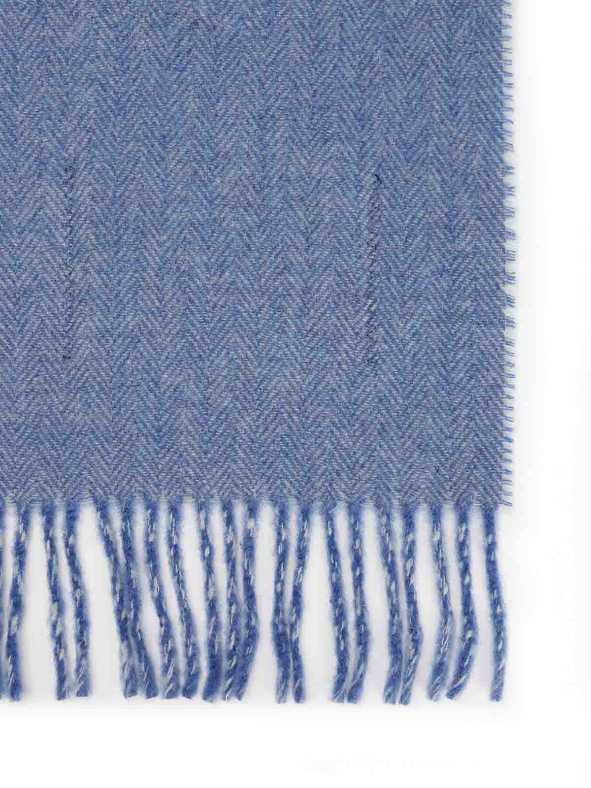 Marni Double-face Wool Scarf In Blue