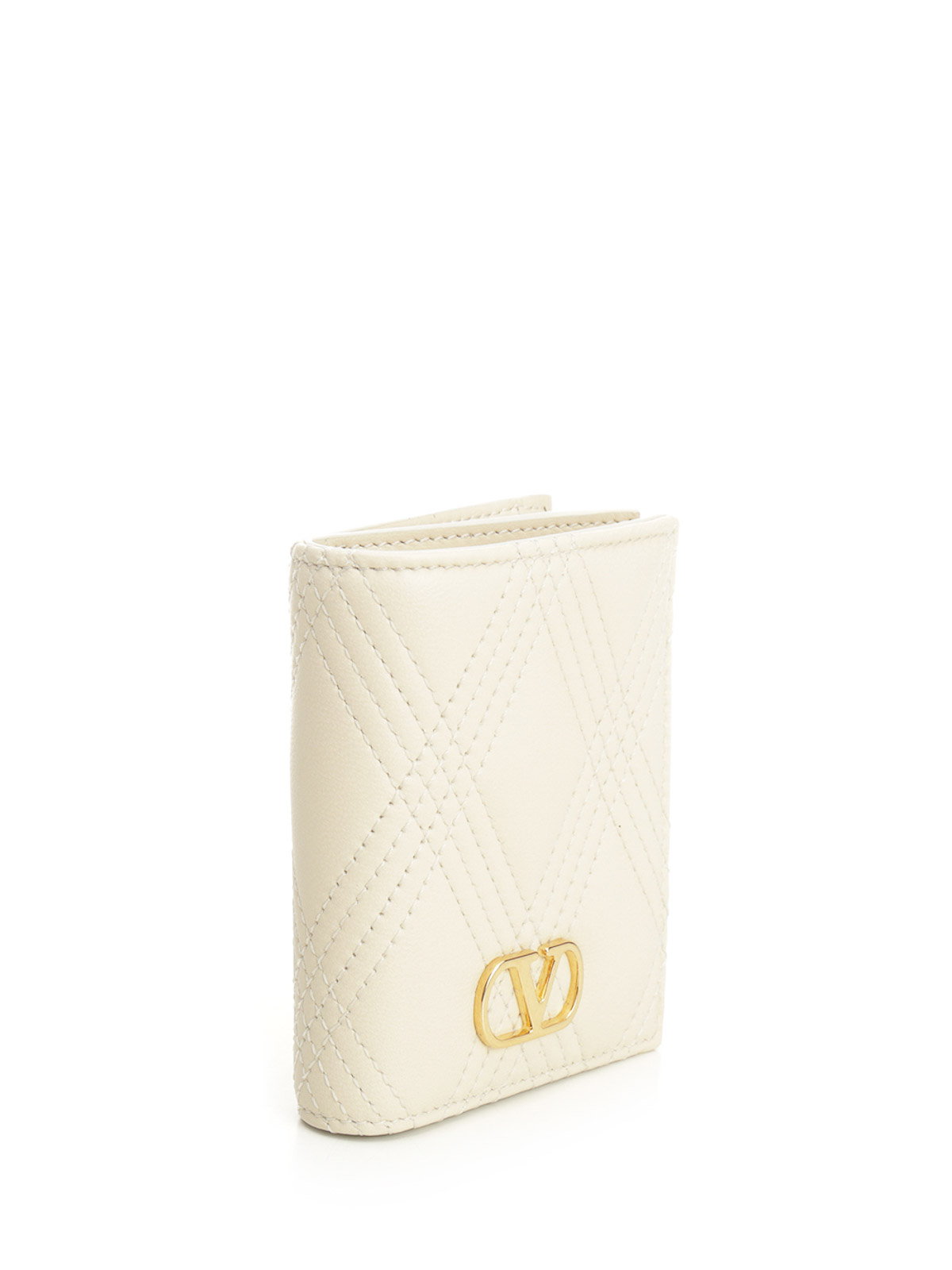 Valentino Quilted 67 Leather Wallet In White