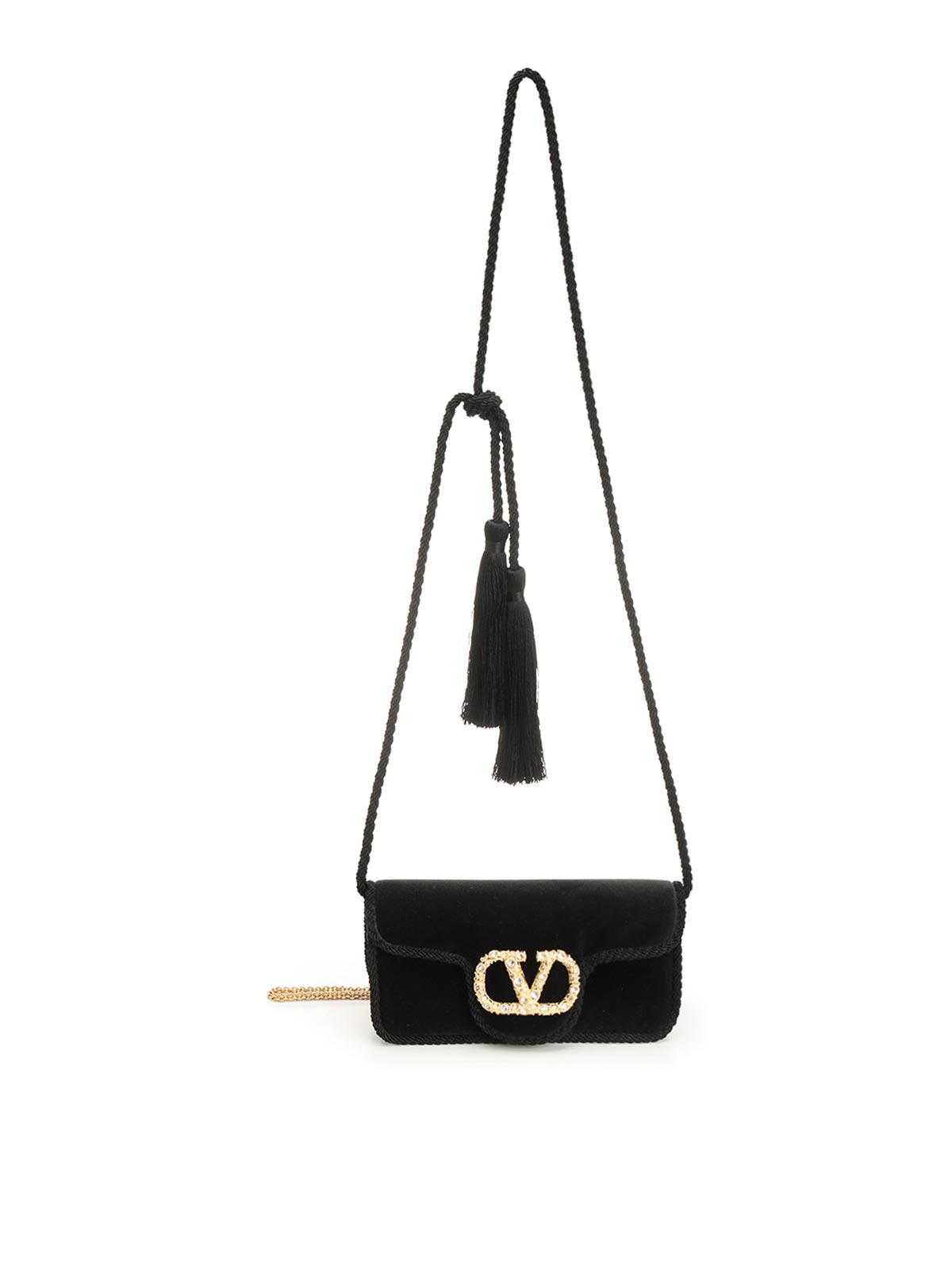 Valentino Garavani Loc Mini Velvet Clutch In Black