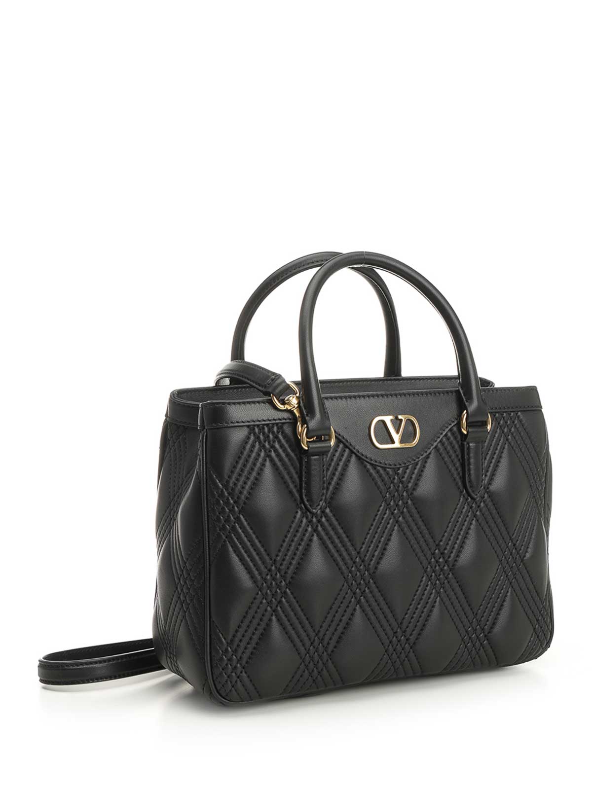 Valentino Quiltie 67 Small Leather Tote Bag In Black