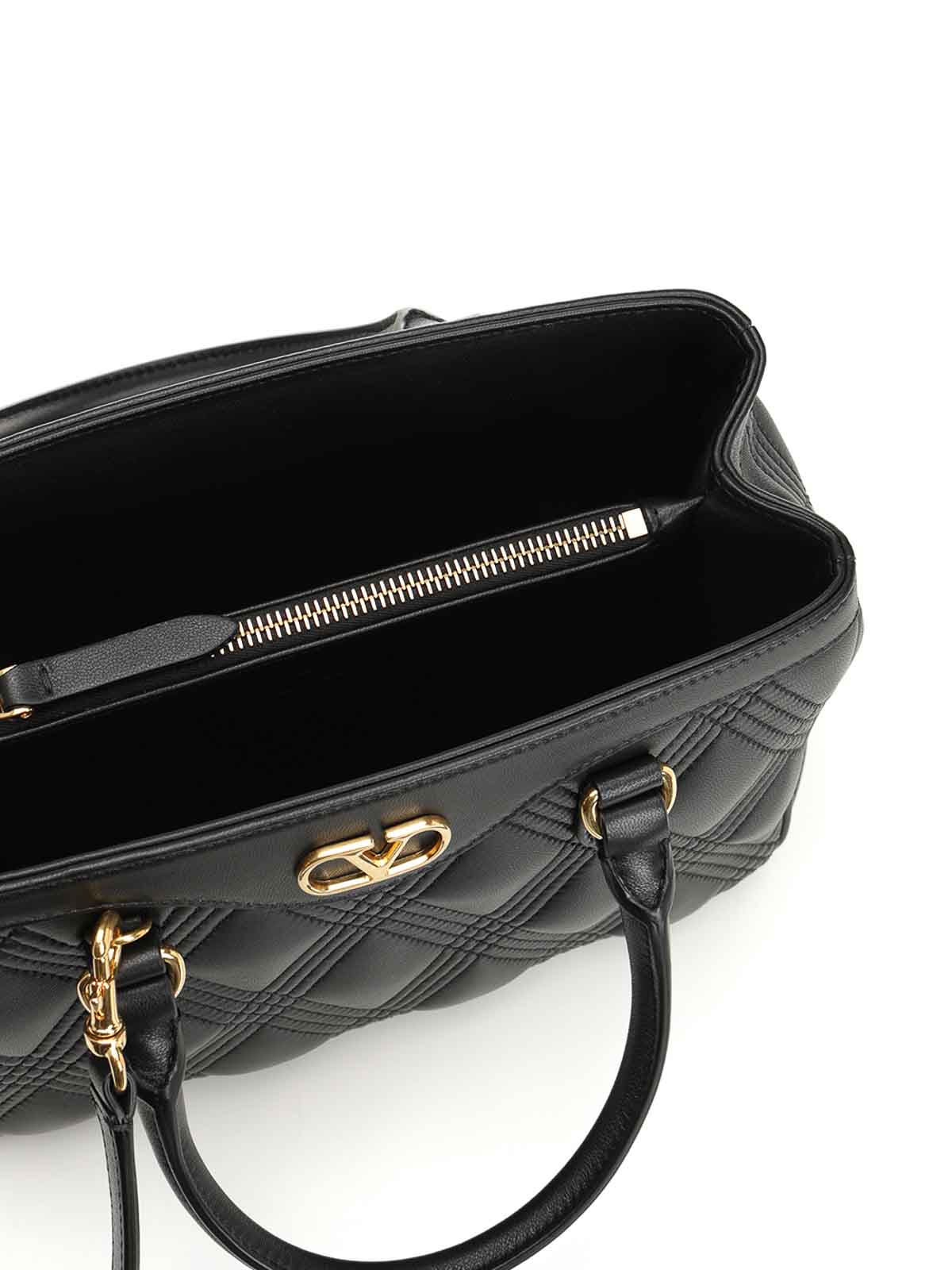 Valentino Quiltie 67 Small Leather Tote Bag In Black