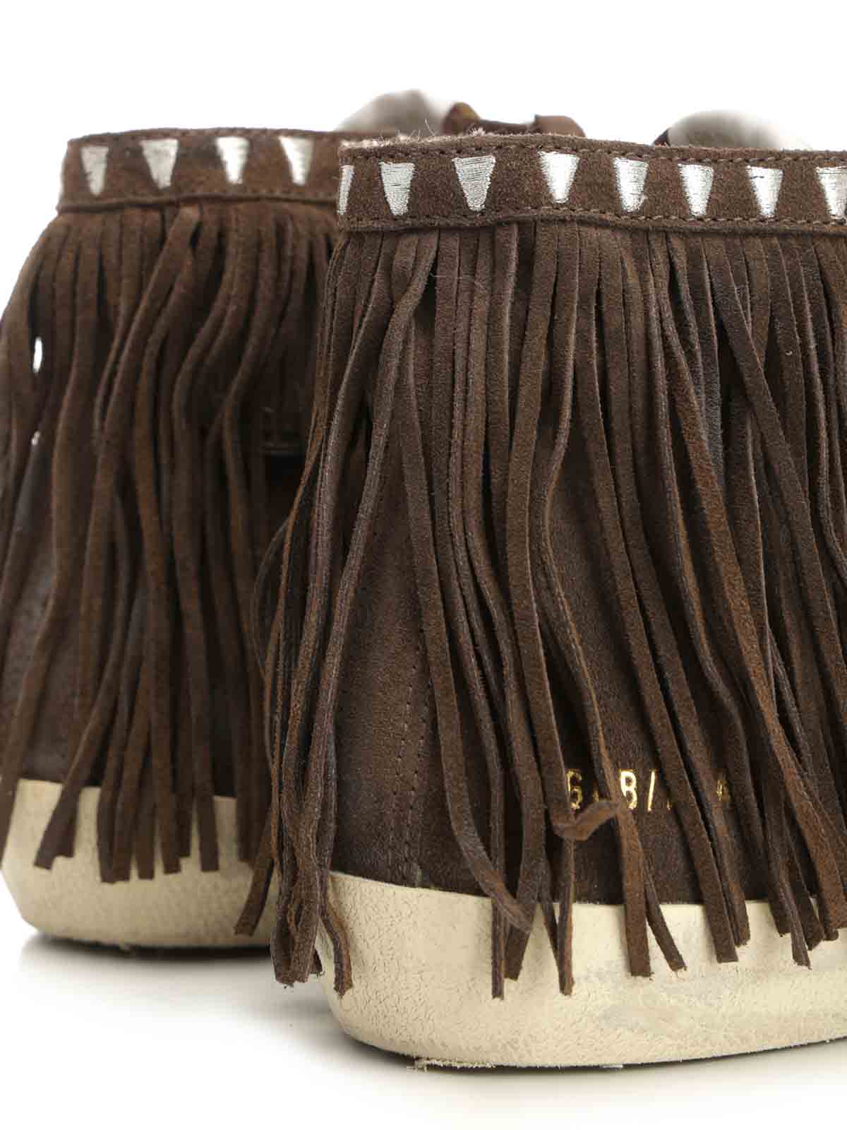 Golden Goose Francy With Fringes Suede Upper Toe Tongue And Fringes Glitter Star Sneakers Multicolor In Brown