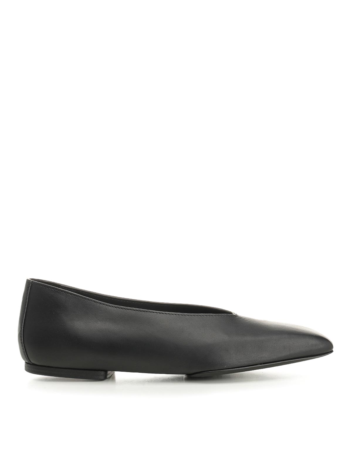 Rick Owens Leather Ballerinas In Black