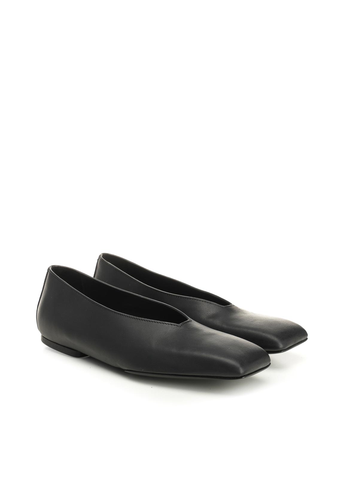 Rick Owens Leather Ballerinas In Black