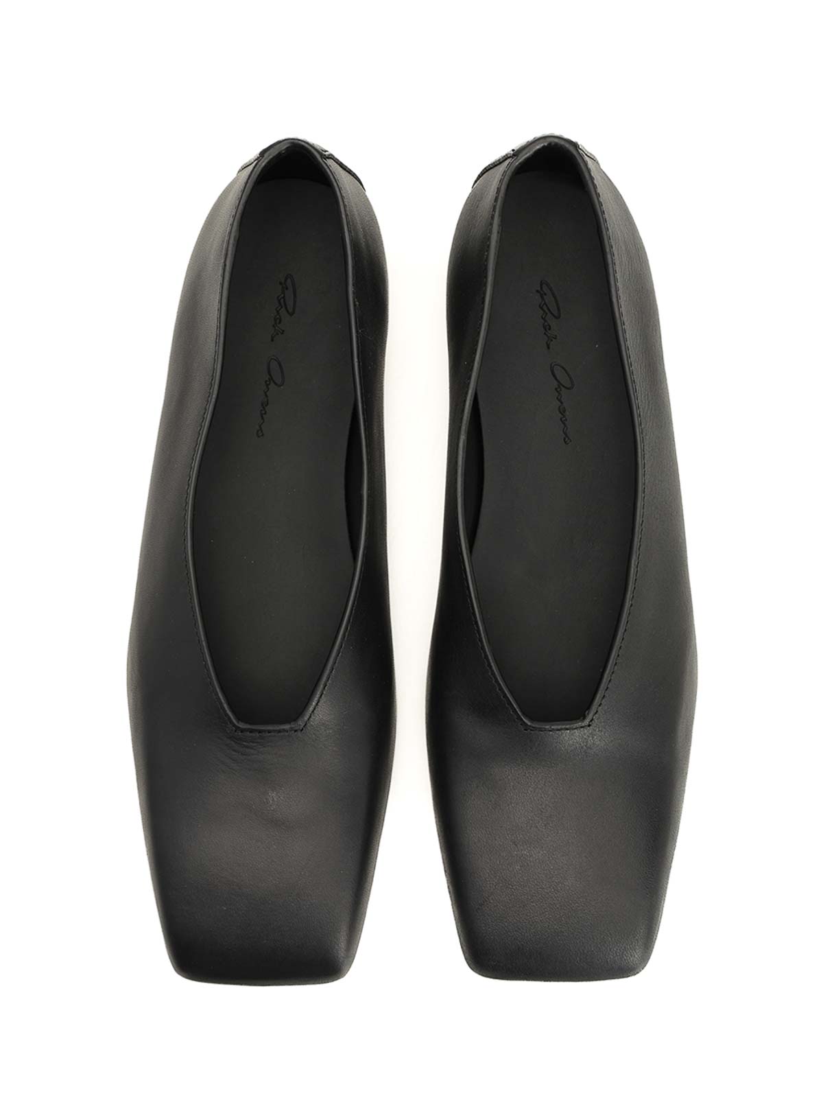 Rick Owens Leather Ballerinas In Black