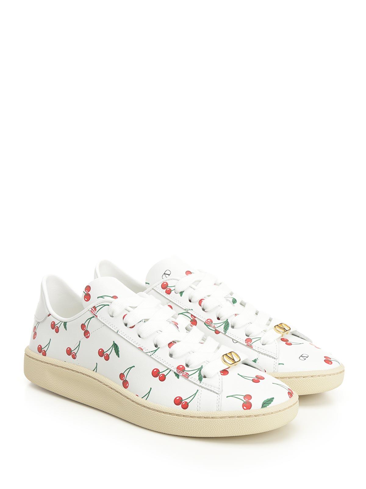 Valentino Royco Sneaker With Cherryfic Pattern In White