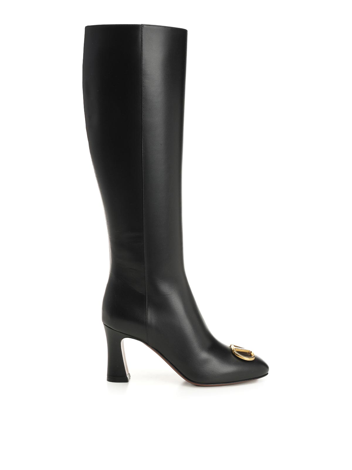 Valentino Garavani Leather Boot Vlogo Signature In Black