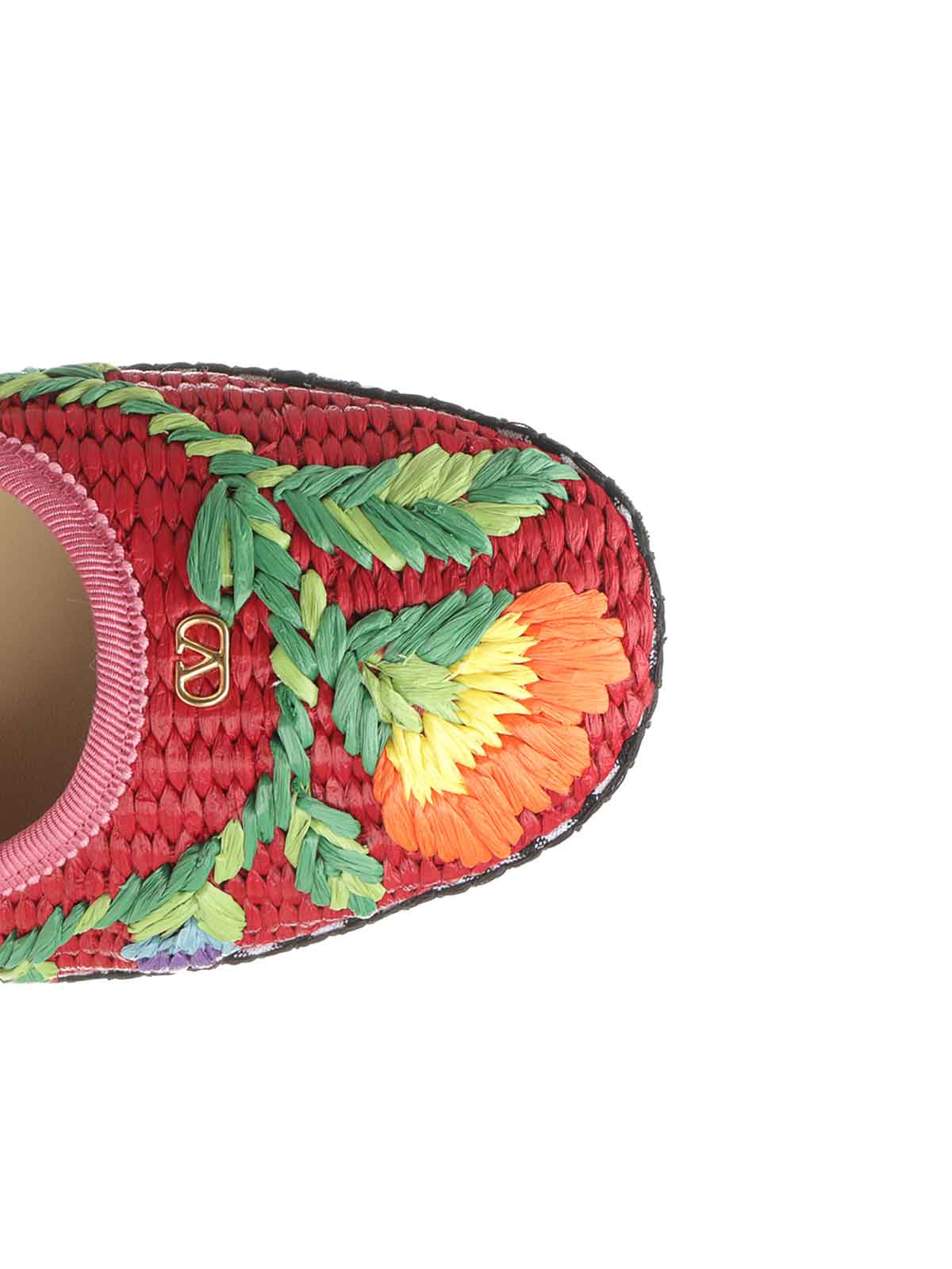 Valentino Mary-jane Raffia Ballerina In Multi