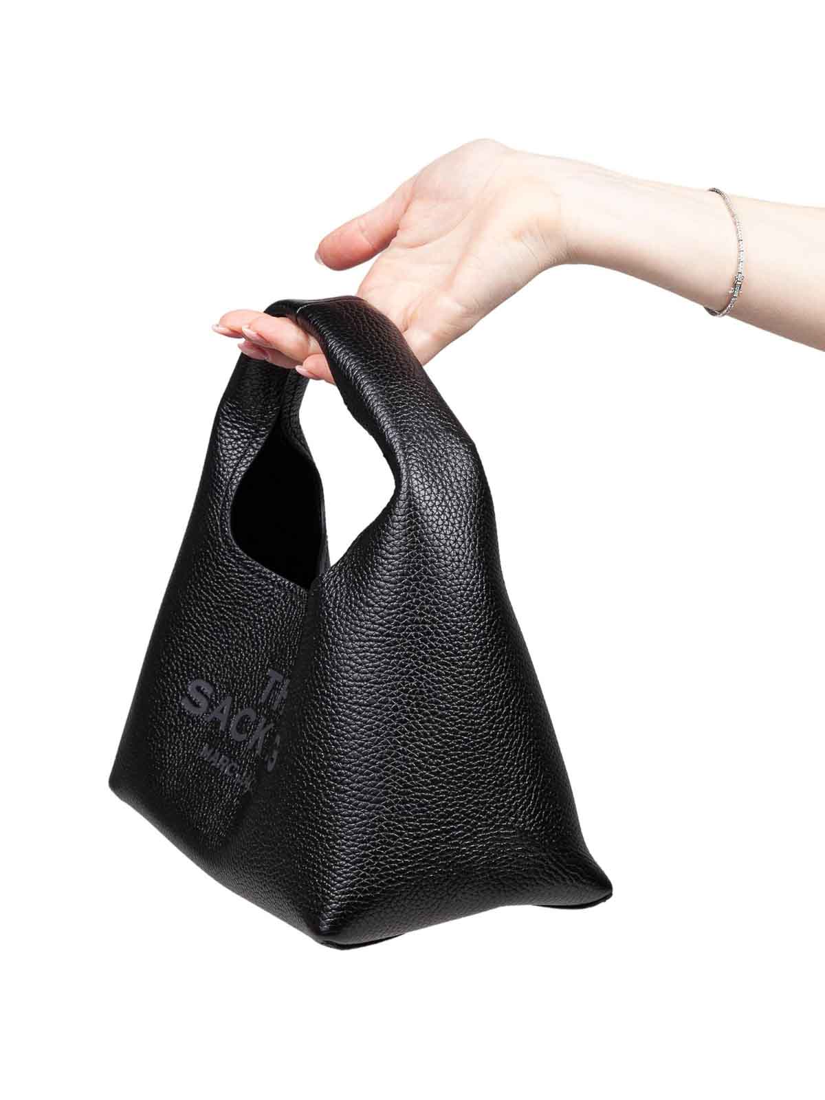 Marc Jacobs The Mini Sack Bag In Black Leather In Black