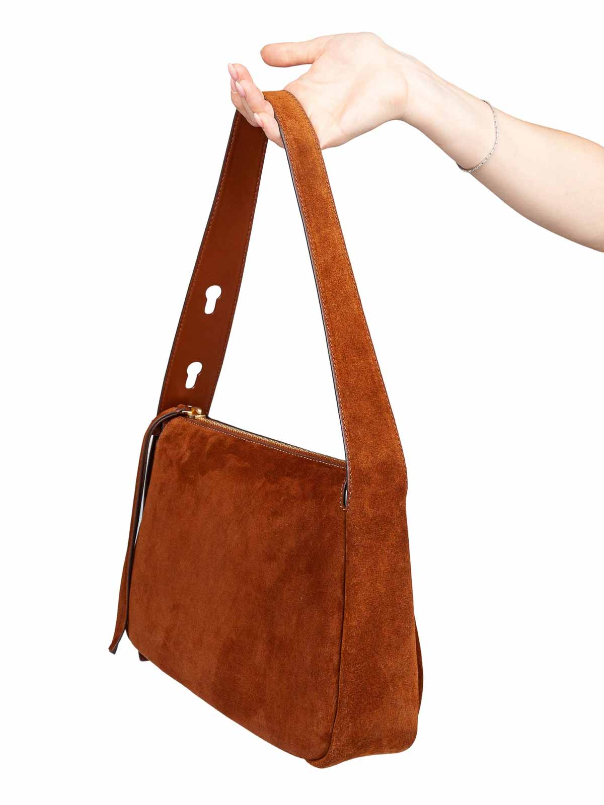 Tory Burch Romy Shoulder Bag In Suede Color Park Bench In Brown