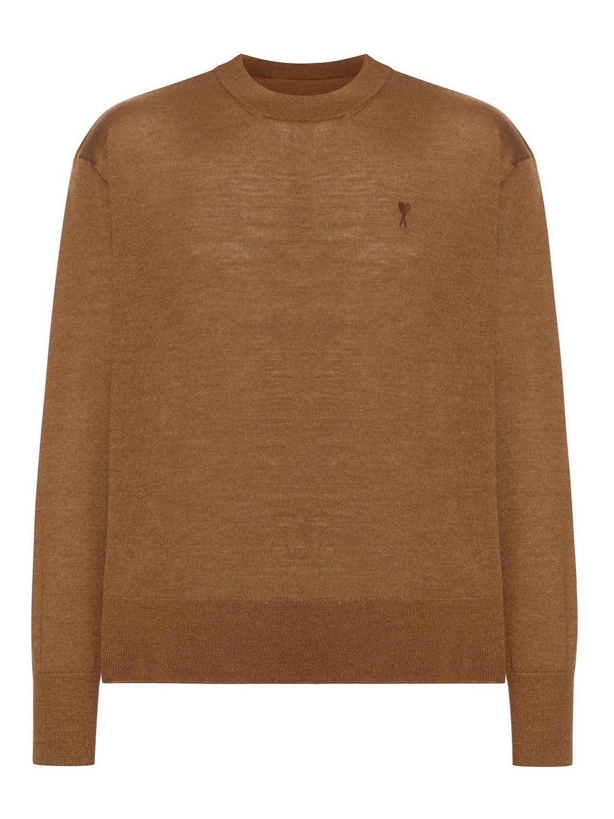 Ami Alexandre Mattiussi Sweater In Extrafine Wool And Silk In Brown