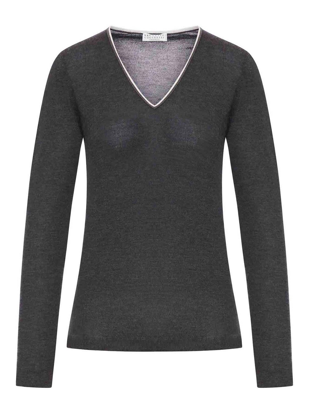 Brunello Cucinelli Wool Sweater With Contrasting Trim In Animal Print