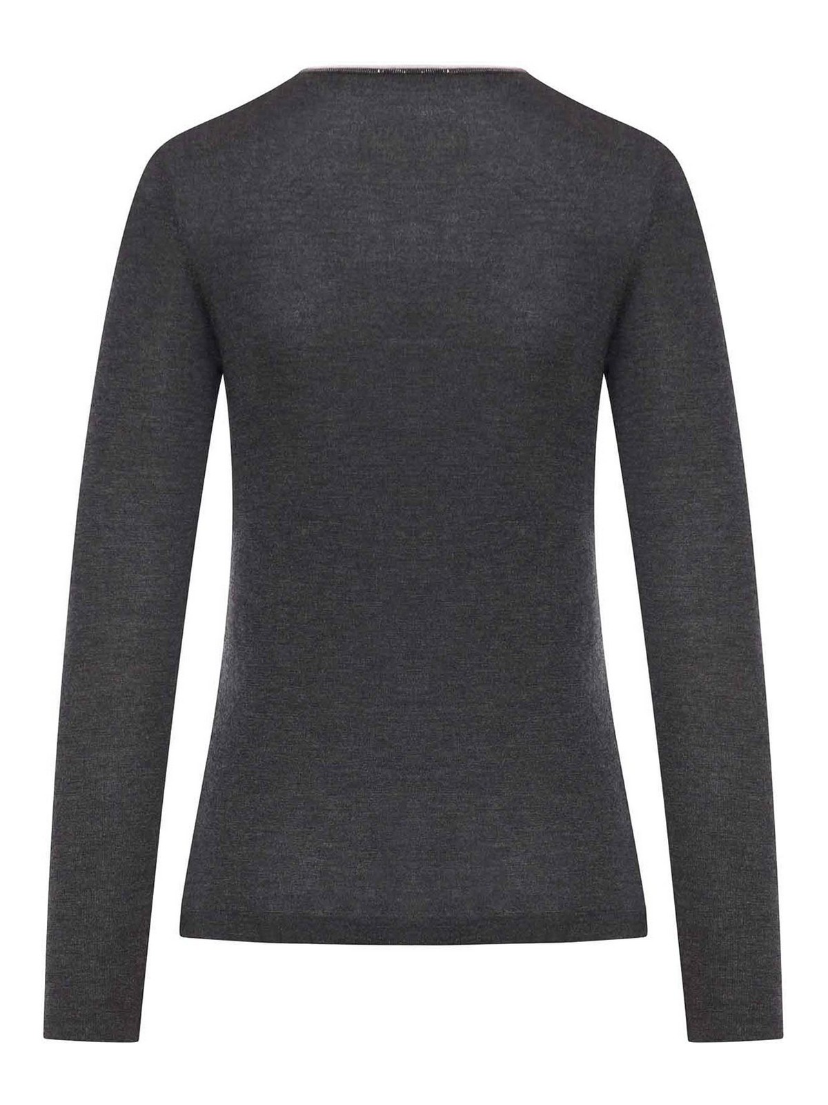 Brunello Cucinelli Wool Sweater With Contrasting Trim In Animal Print