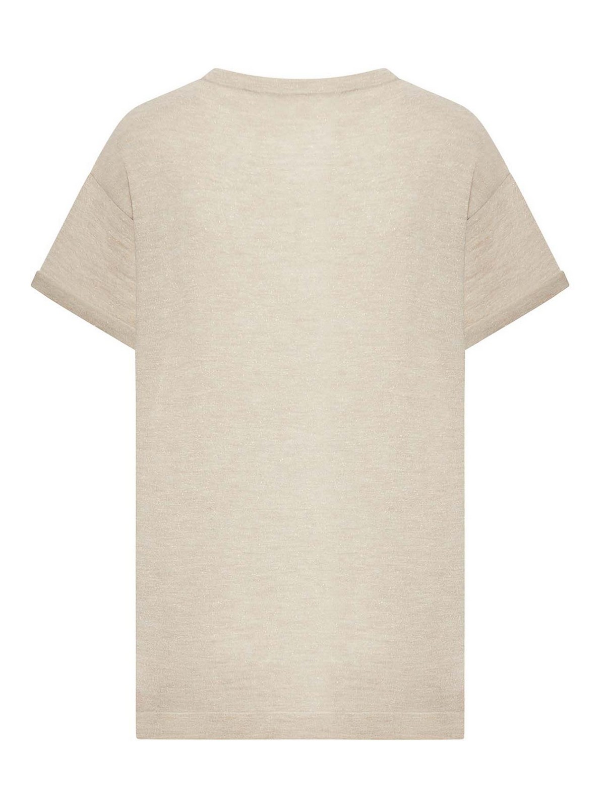 Brunello Cucinelli Cashmere And Silk Sweater With Lurex Inserts In Nude