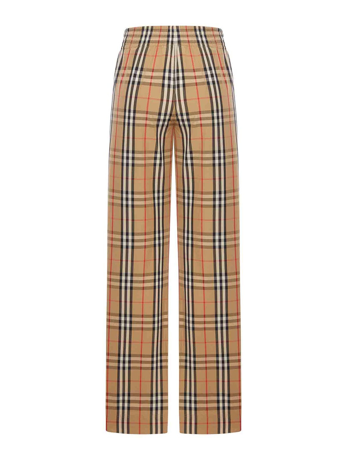 Burberry Check Cotton Trousers In Nude