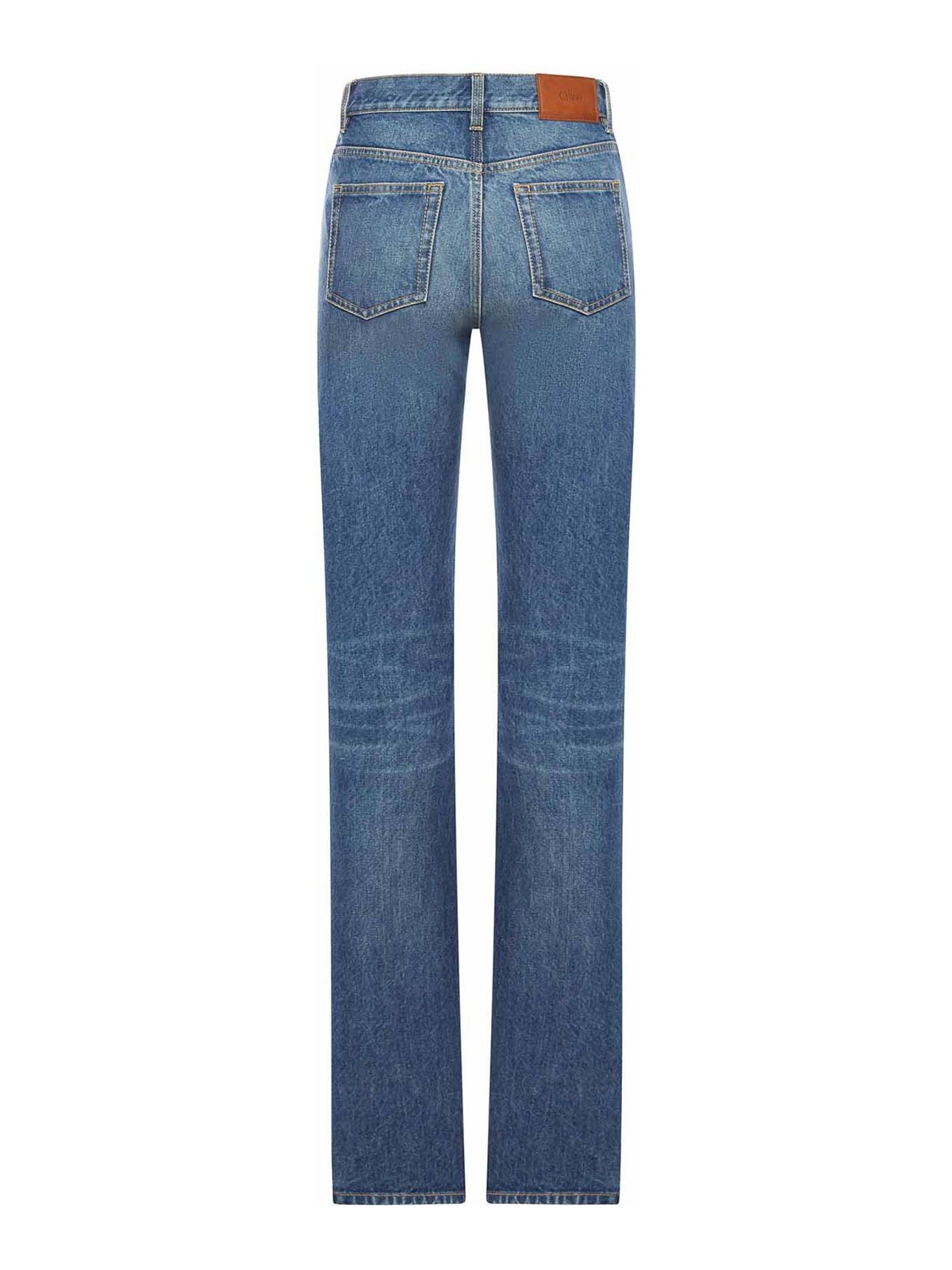 Chloé Washed Cotton Denim Jeans In Blue