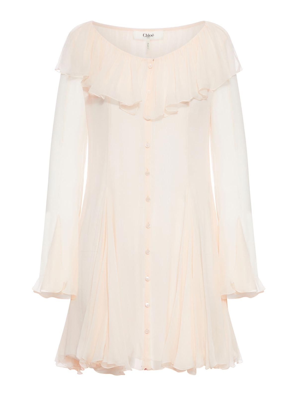 Chloé Flared Mini Dress With Ruffles In Pink