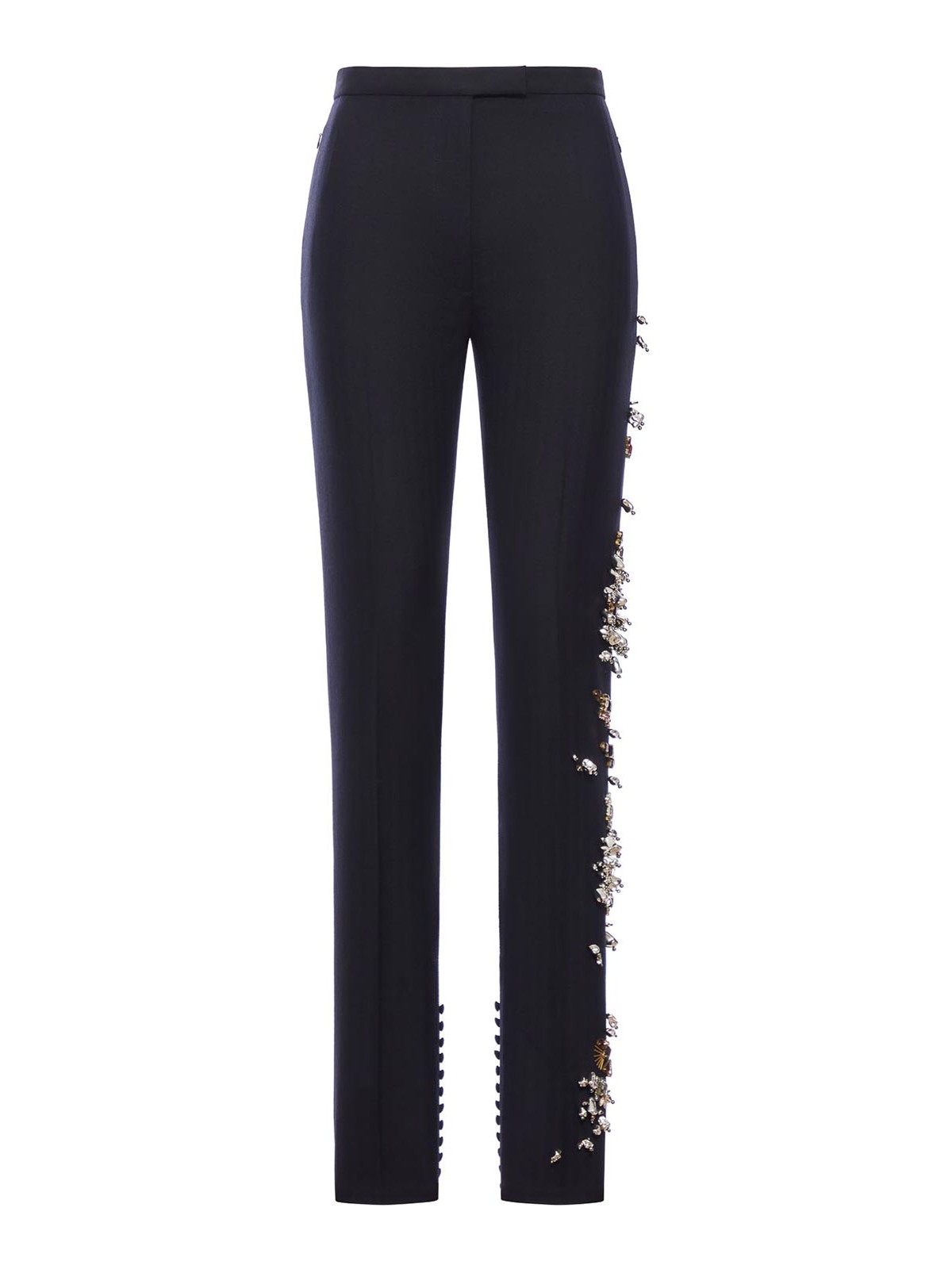 Dries Van Noten Wool Trousers With Jewel Applications In Blue