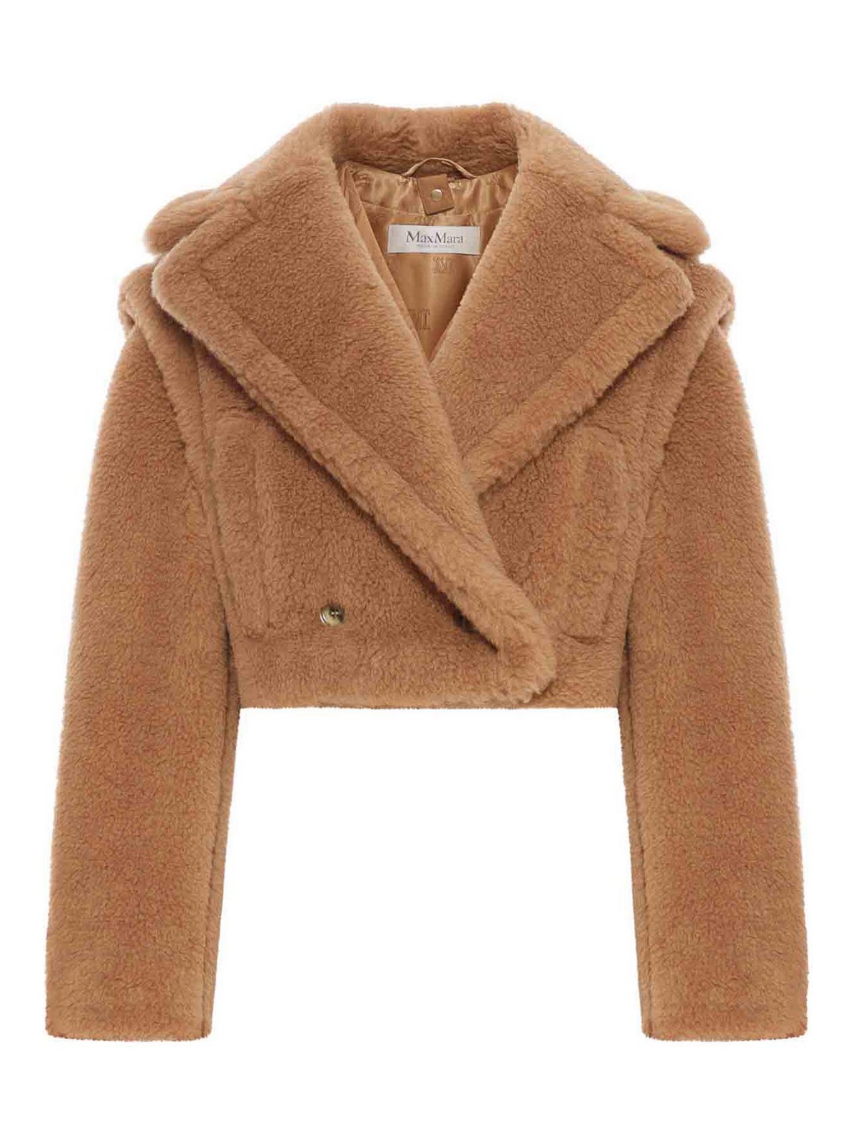Max Mara Santos 2-in-1 Crop Vest In Teddy Fabric In Brown