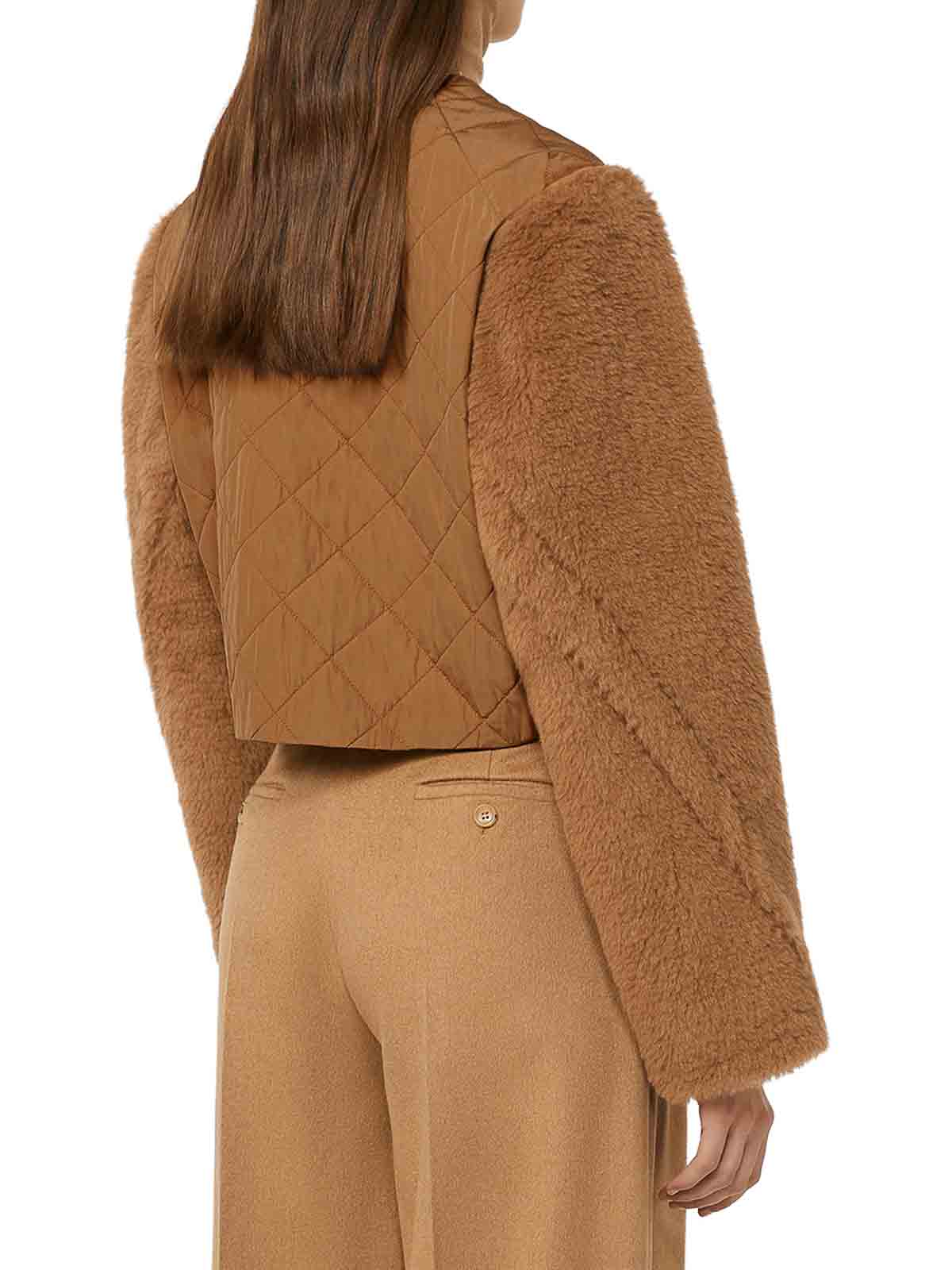 Max Mara Santos 2-in-1 Crop Vest In Teddy Fabric In Brown