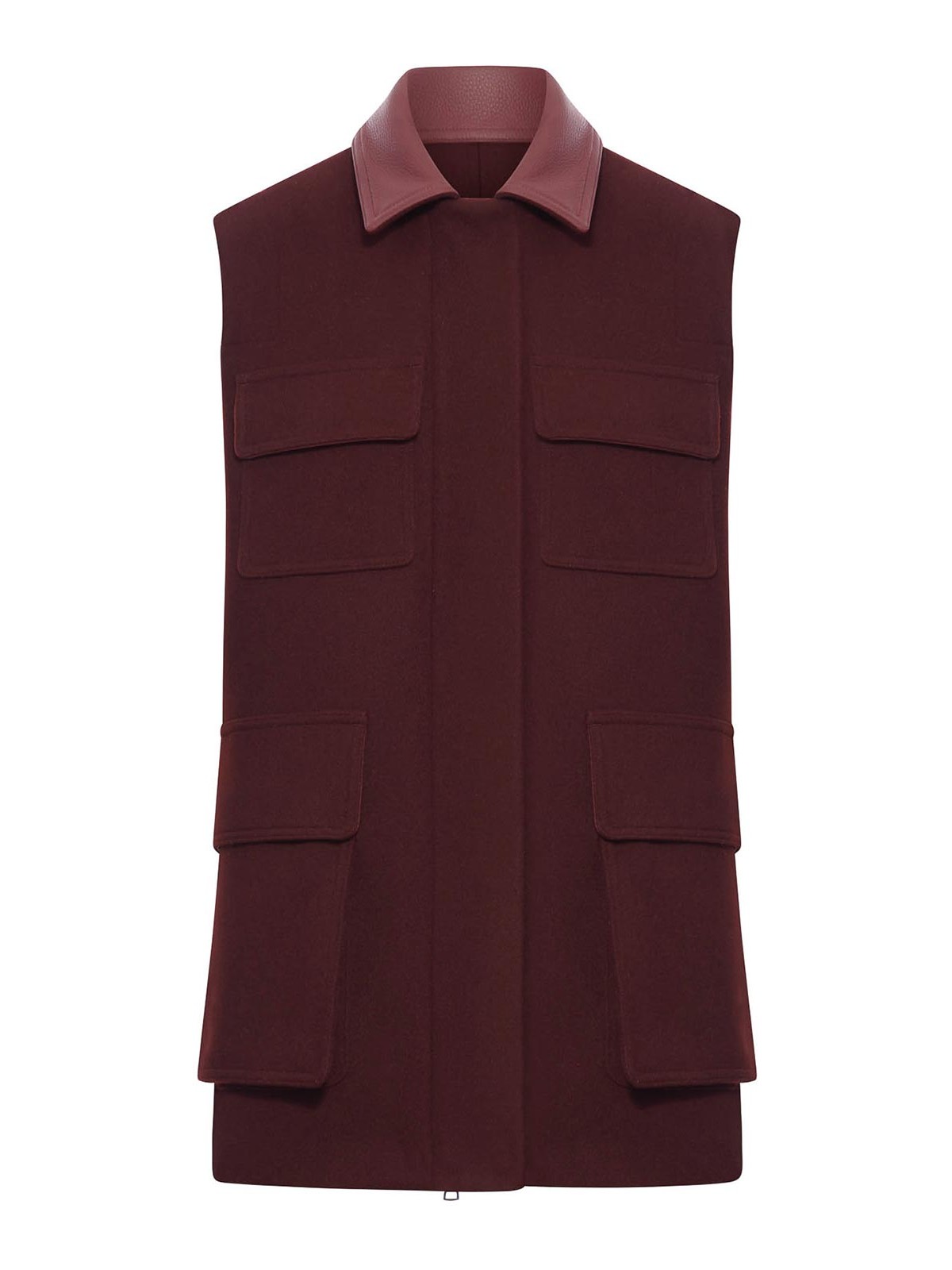 Max Mara Long Wool Alpaca And Cashmere Vest In Burgundy