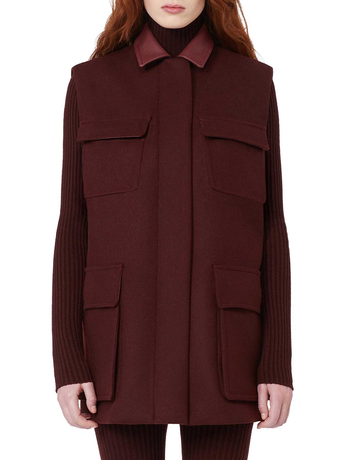 Max Mara Long Wool Alpaca And Cashmere Vest In Burgundy