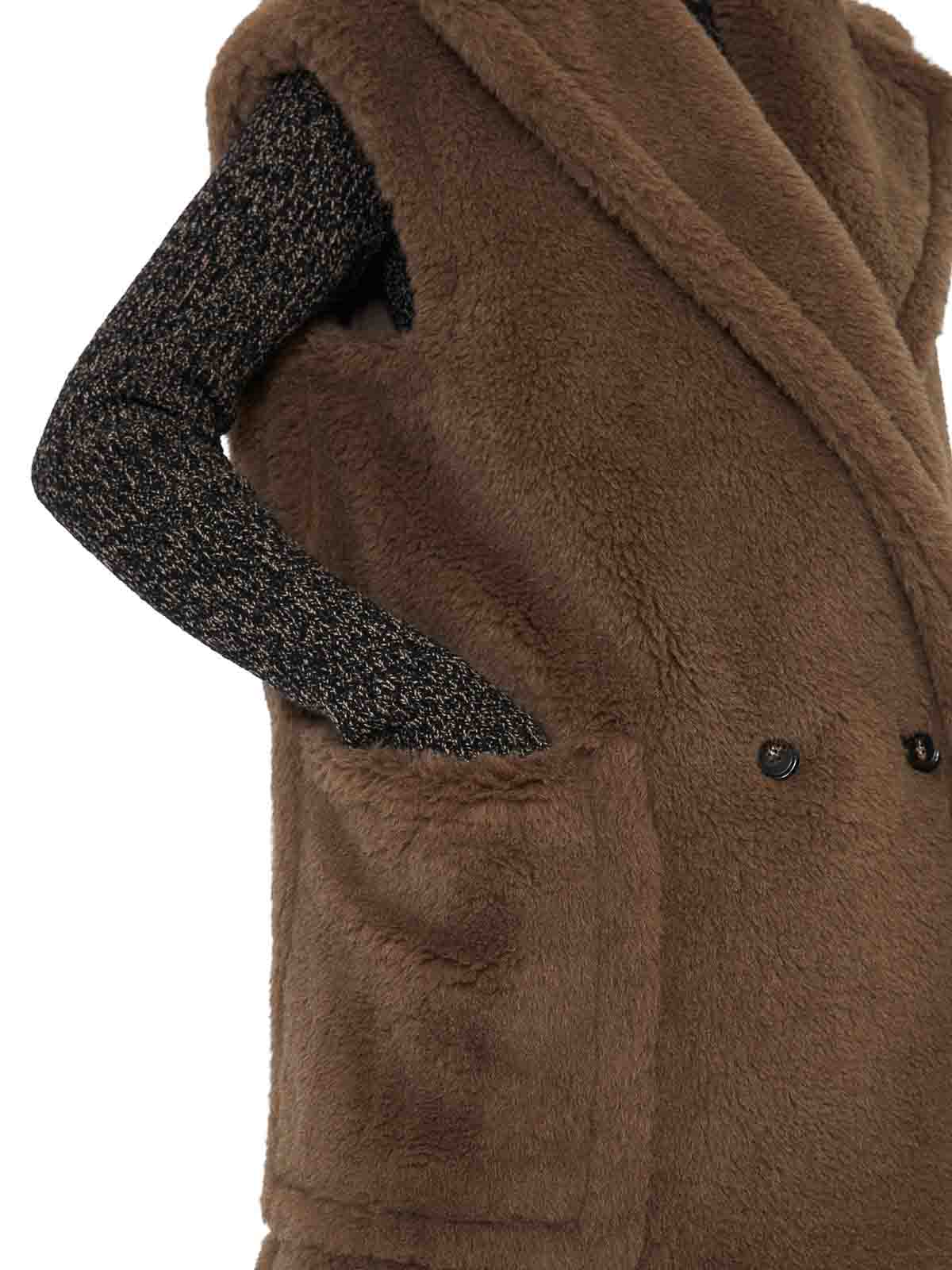 Max Mara Oversized Double-breasted Teddy Vest Coat In Brown