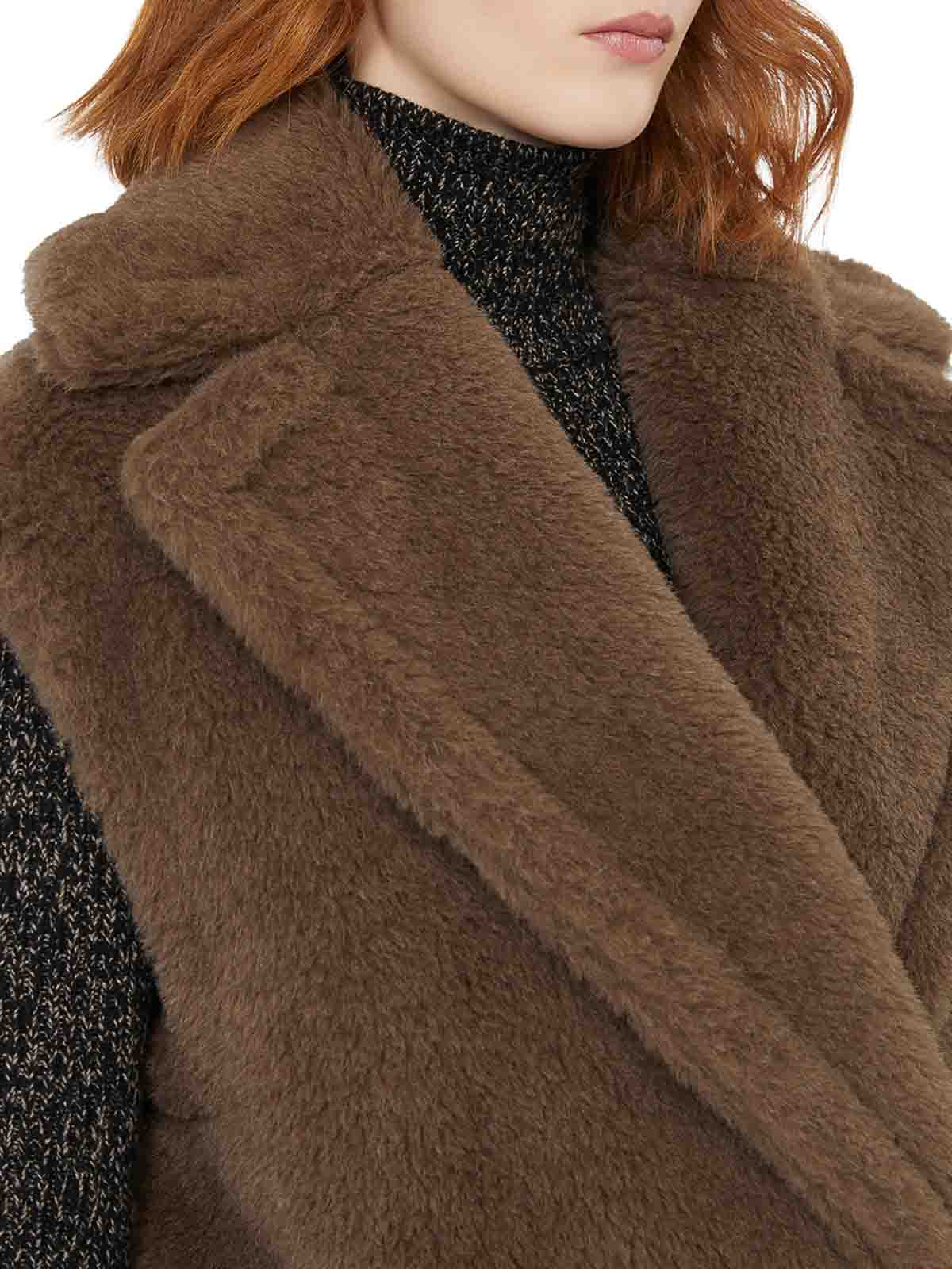 Max Mara Oversized Double-breasted Teddy Vest Coat In Brown