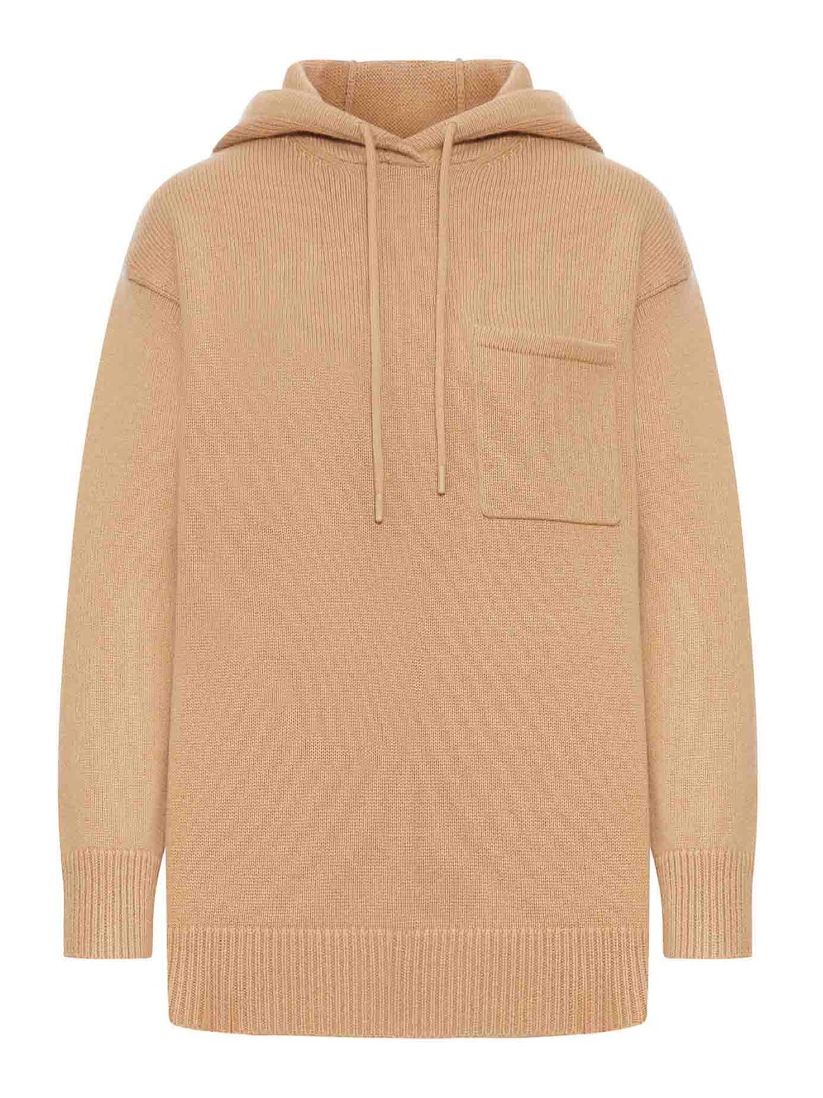 Max Mara Wool And Cashmere Hoodie In Nude