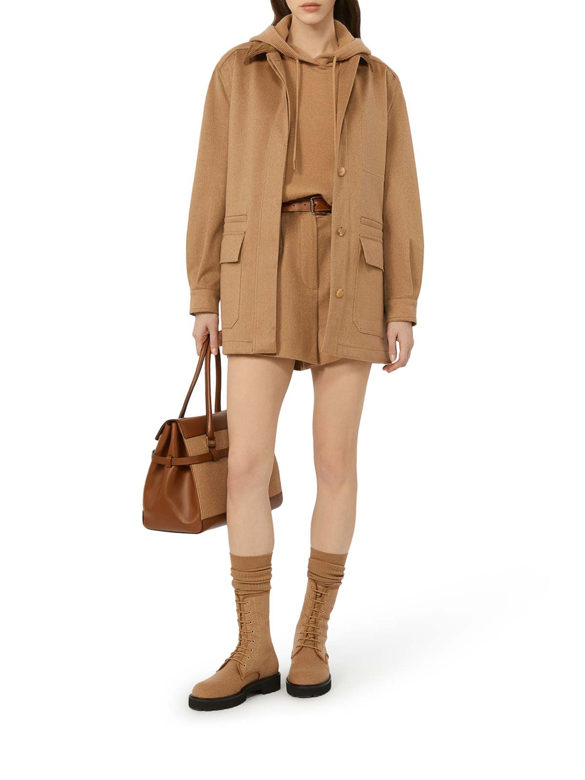 Max Mara Wool And Cashmere Hoodie In Brown