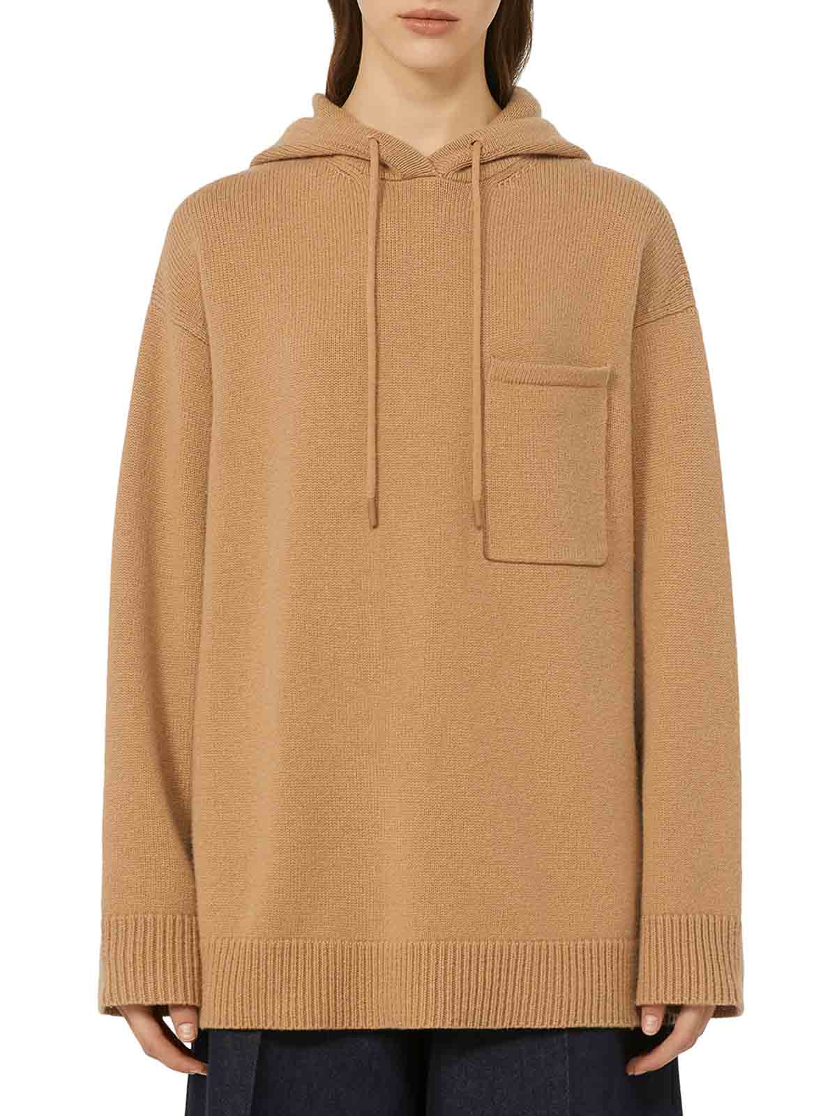 Max Mara Wool And Cashmere Hoodie In Brown