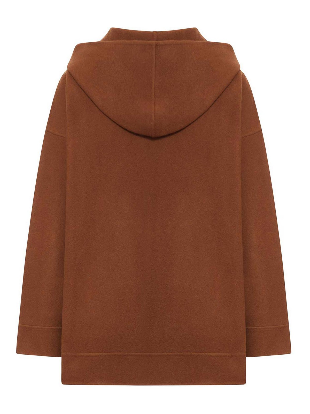 Max Mara Knitwear Hoodie With Long Sleeves And Pockets In Brown