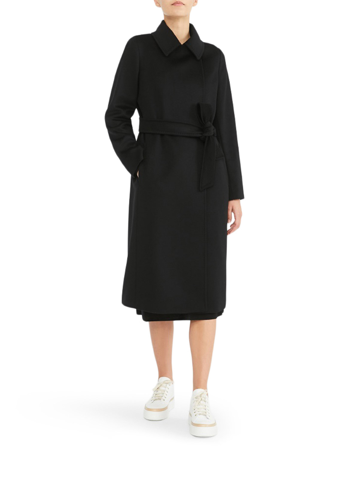 Max Mara Wool Robe Coat In Black