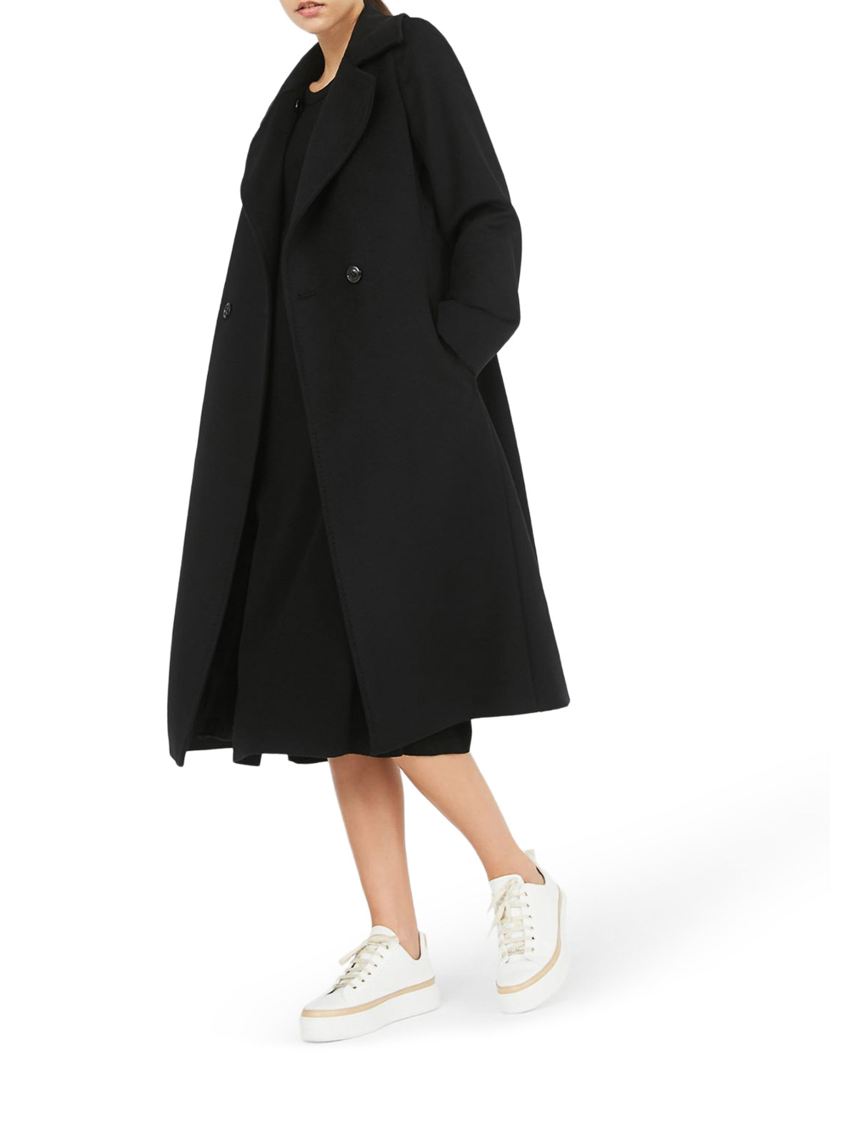 Max Mara Wool Robe Coat In Black