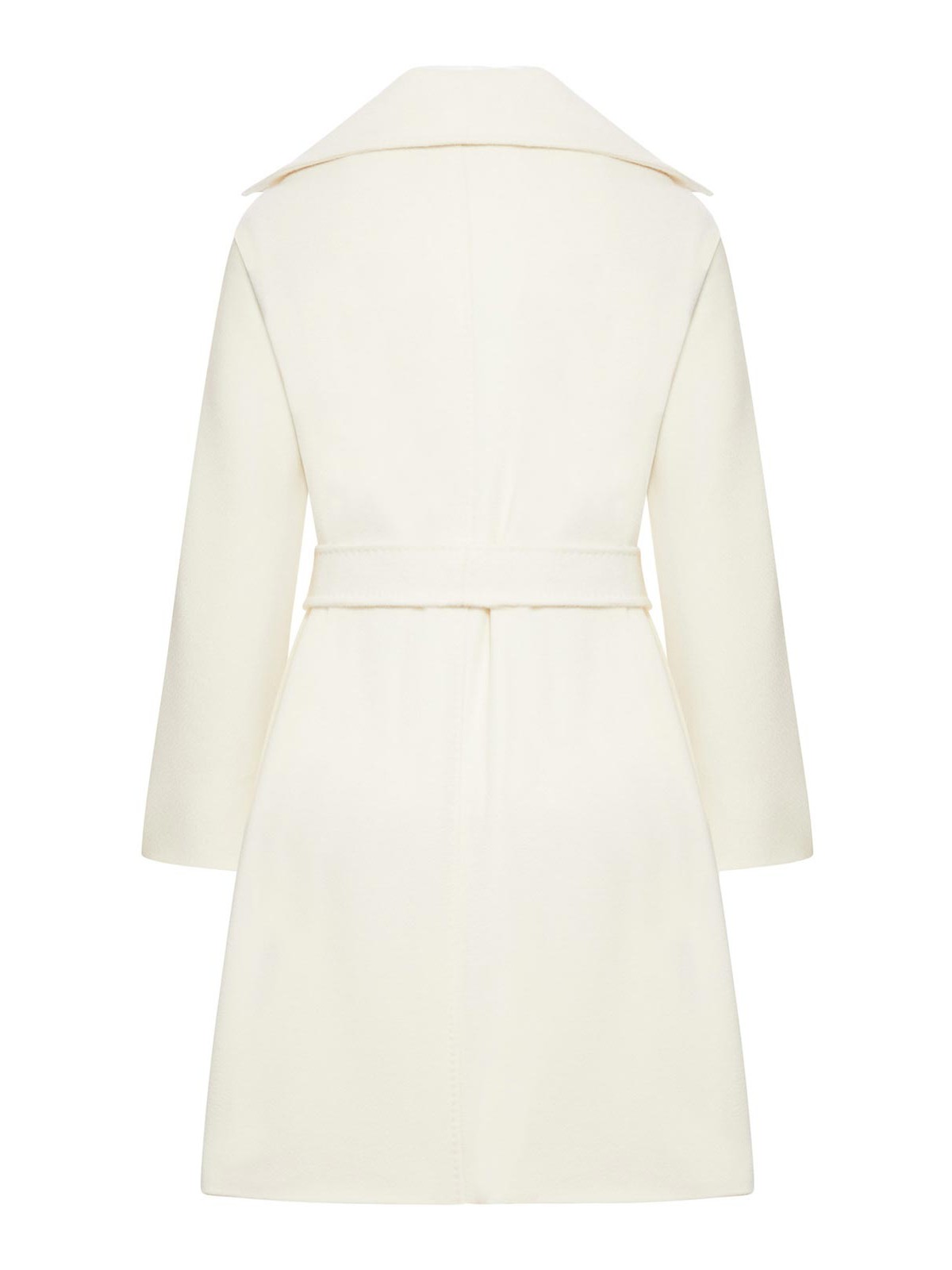 Max Mara Lapel Long-sleeved Coat In White