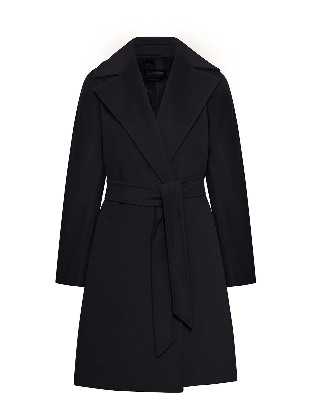Max Mara Wool Robe Coat In Black