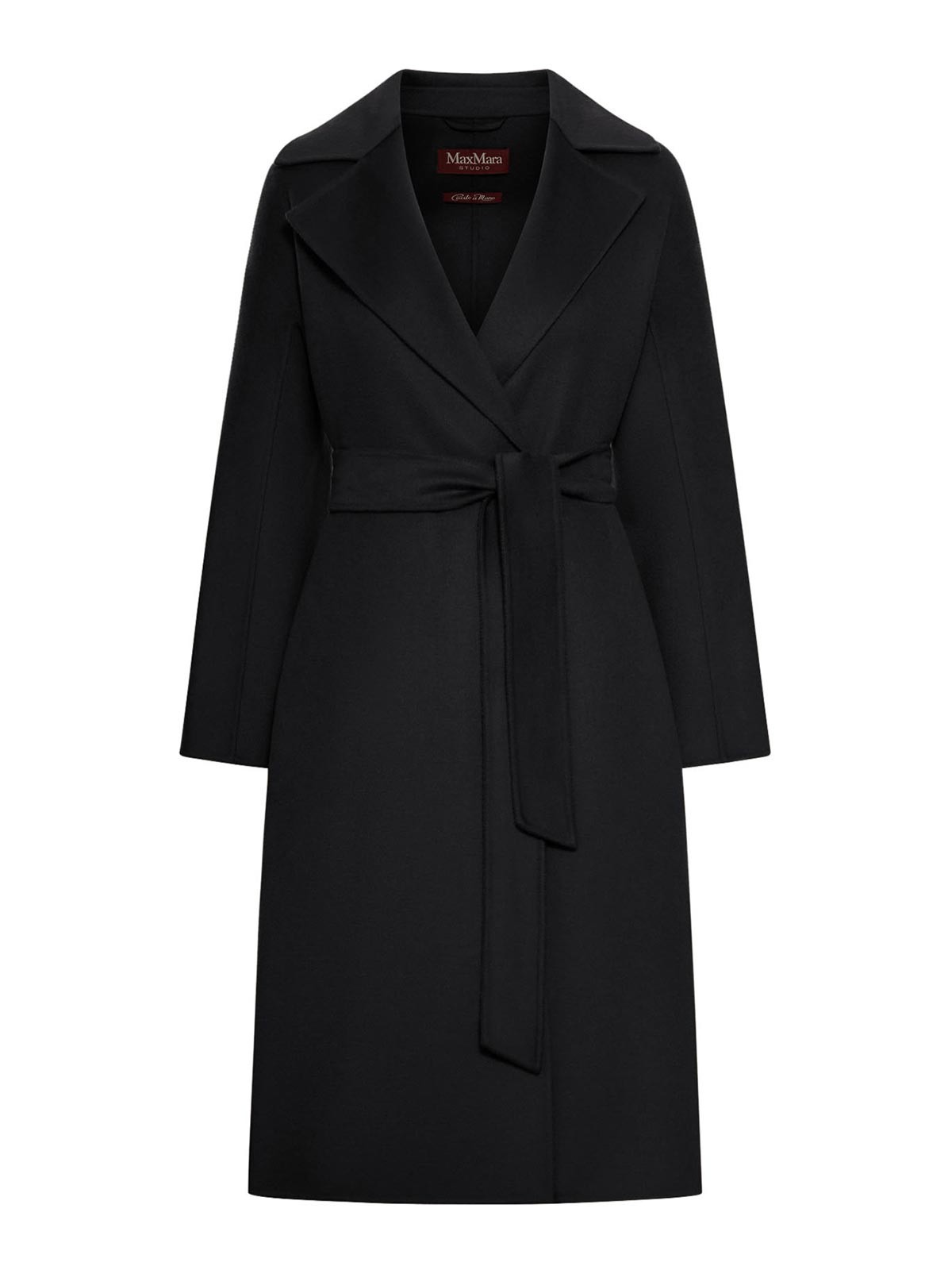 Max Mara Cashmere Coat With Belt In Black